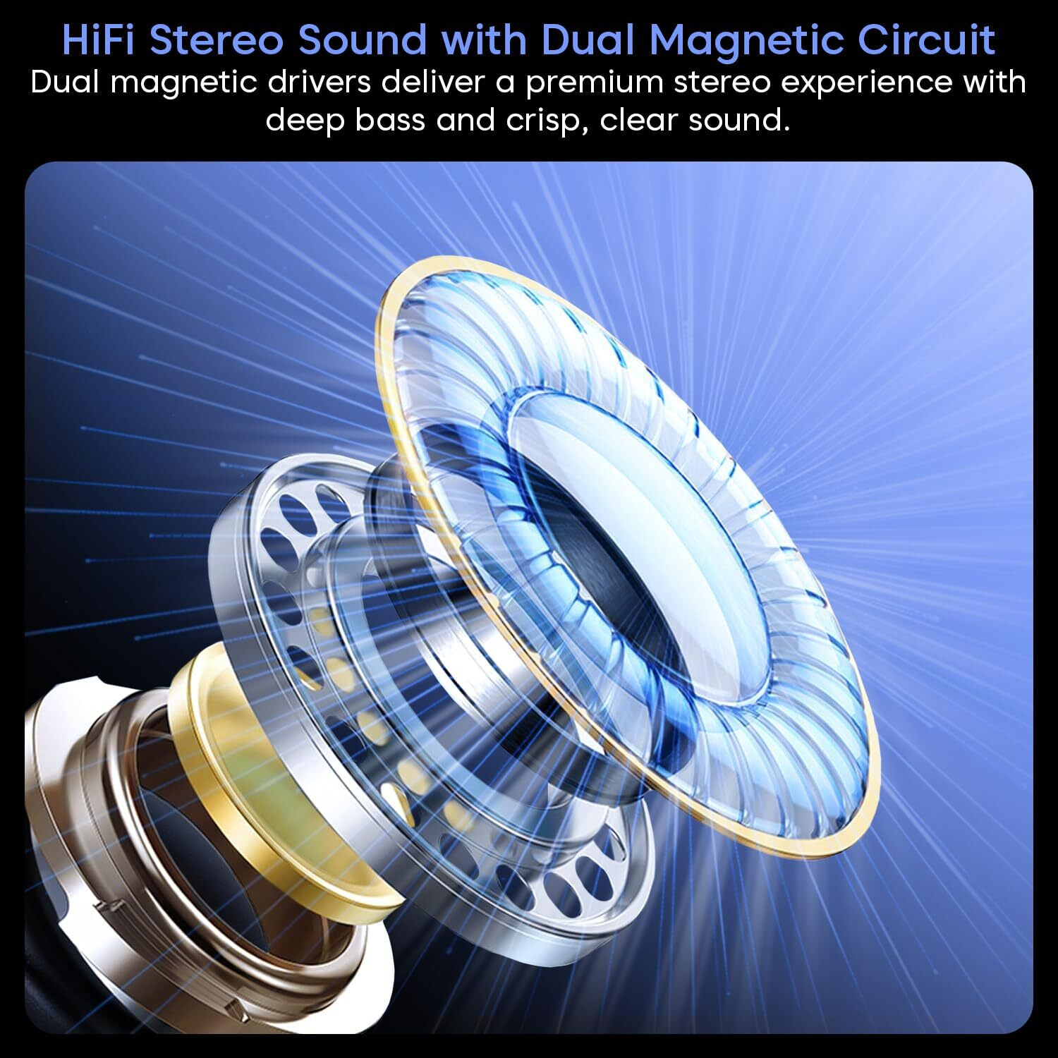 Image of sounce HiFi Stereo IEM Earphones with Dual Magnetic Drivers & Detachable Cable Wired Headset (Black, In the Ear)
