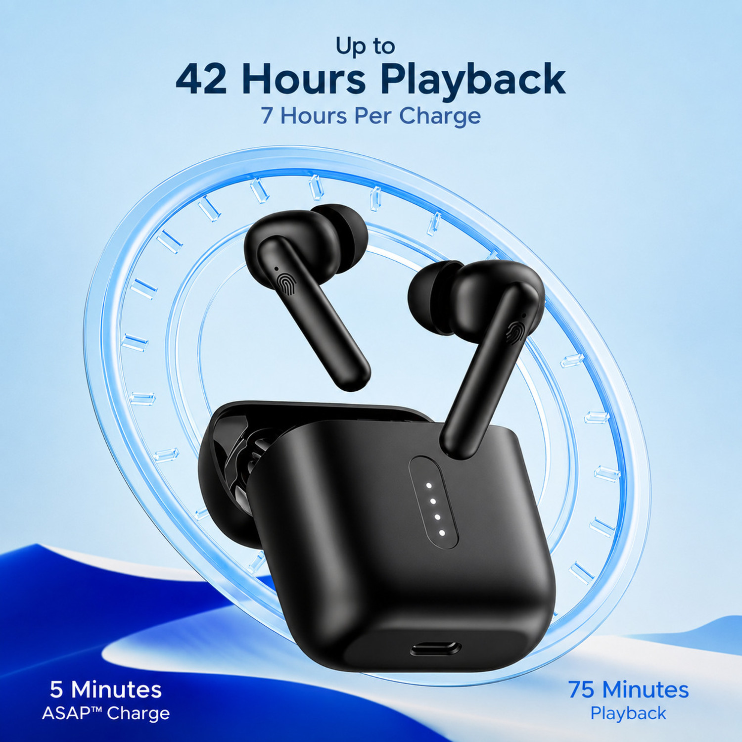 Image of Thirty First Earbuds for Boat 141 Airdopes Wireless Black Bluetooth