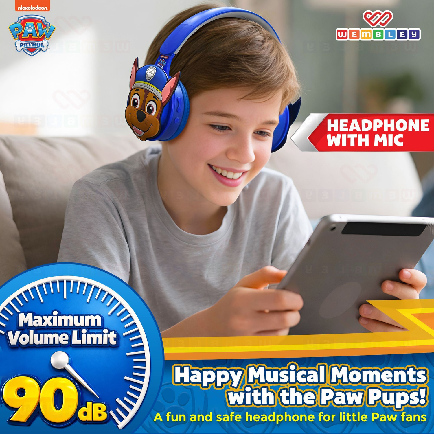 Image of Wembley Paw Patrol Themed Wireless Headphone for Kids Bluetooth & Wired Gaming