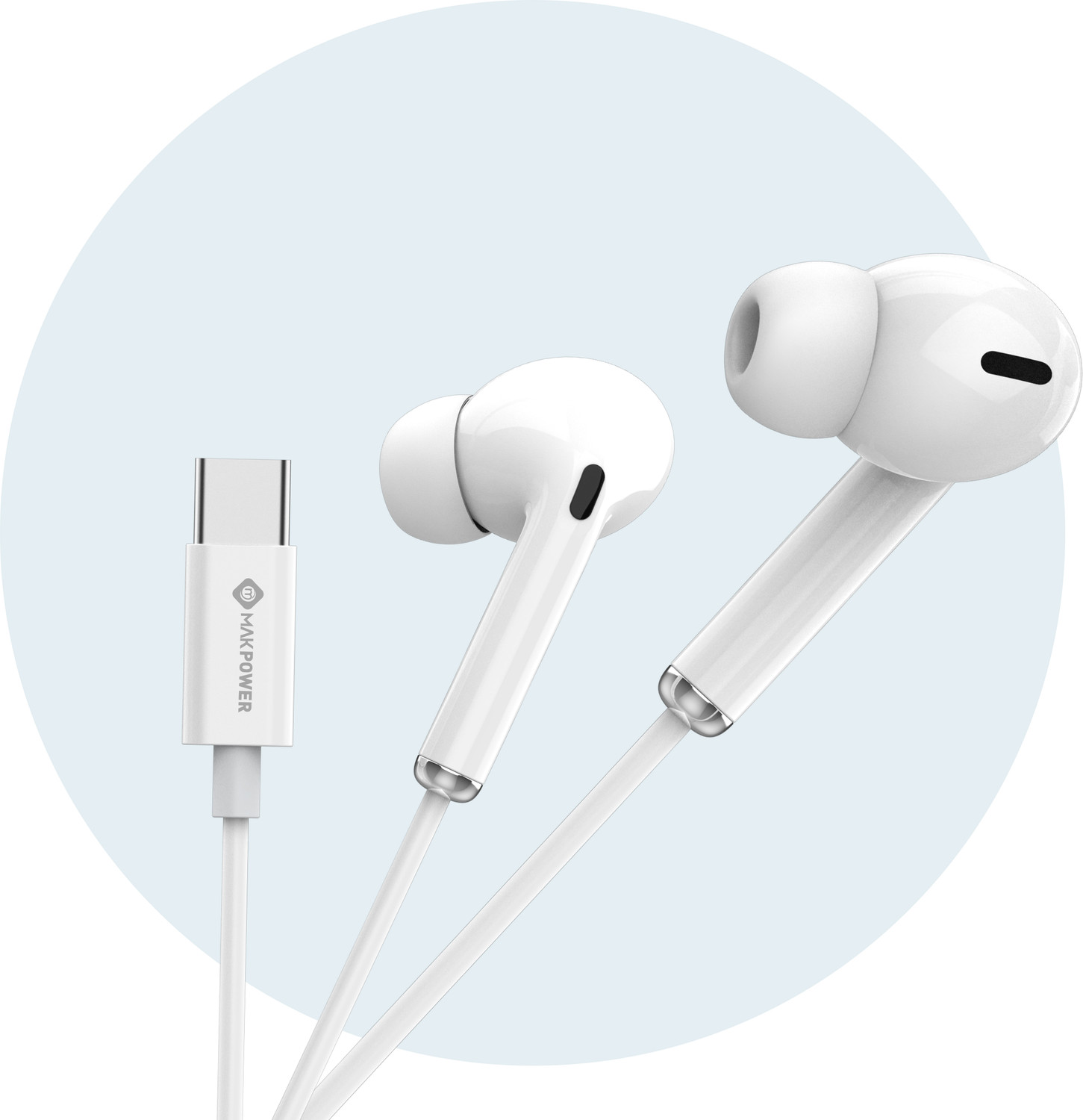Image of MAK POWER Type-C Wired Headphones with Noise Isolation and Deep Bass Wired