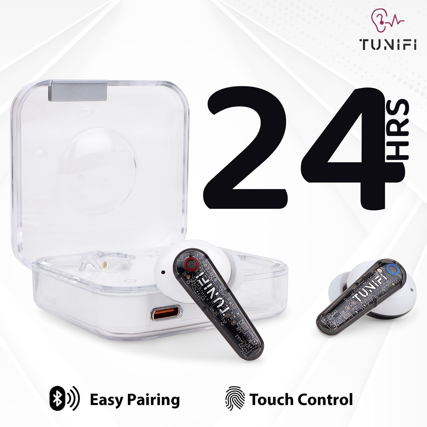 Image of HODOPHILE TWS Earbuds l IMMERSE Transparent l 5.2 l Upto 24Hr Playtime Bluetooth