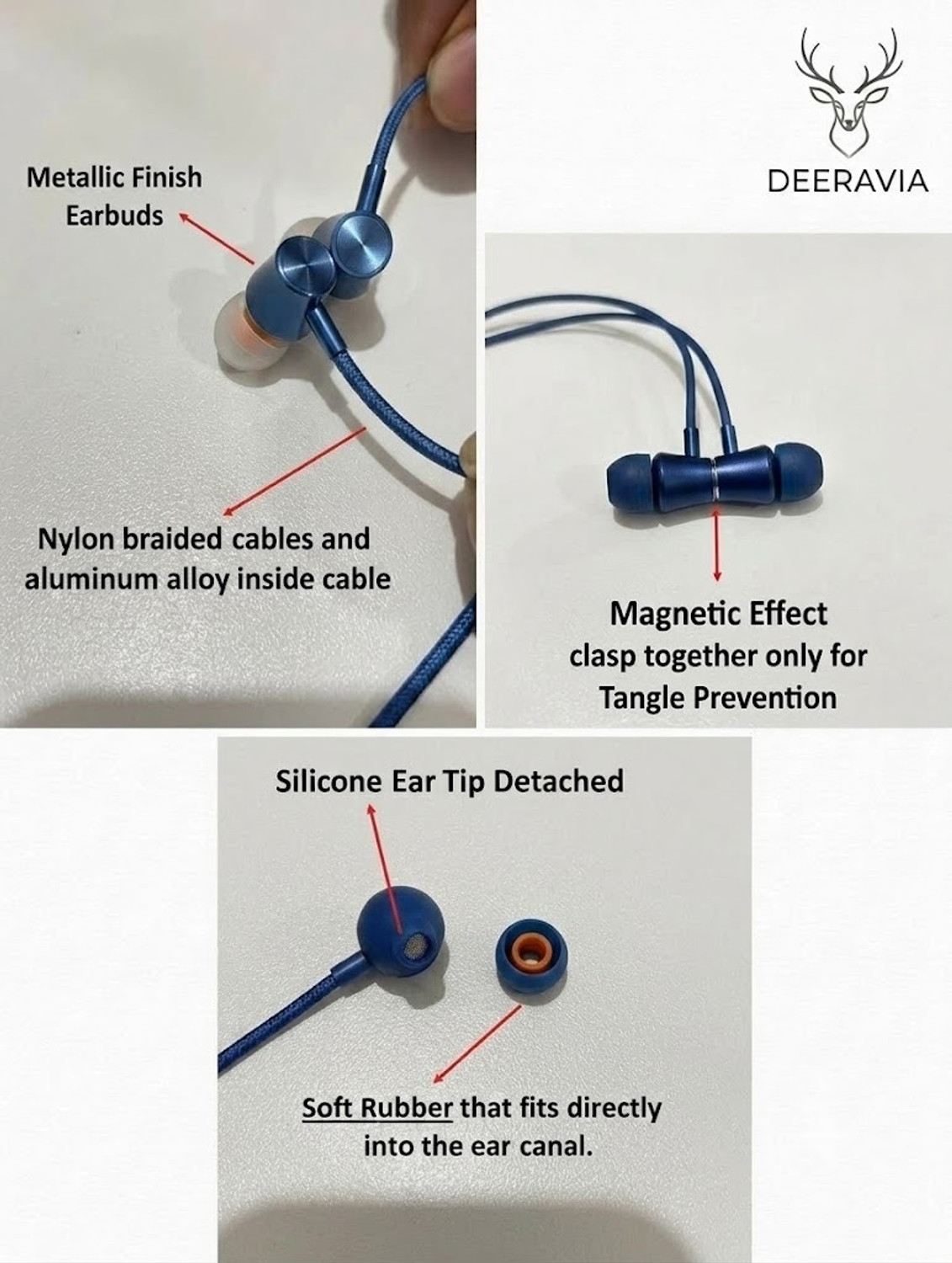 Image of Deeravia Type-C Earphone|ENC Mic| Premium Earphone| Magnetized Buds pro Phantom Blue XP Wired