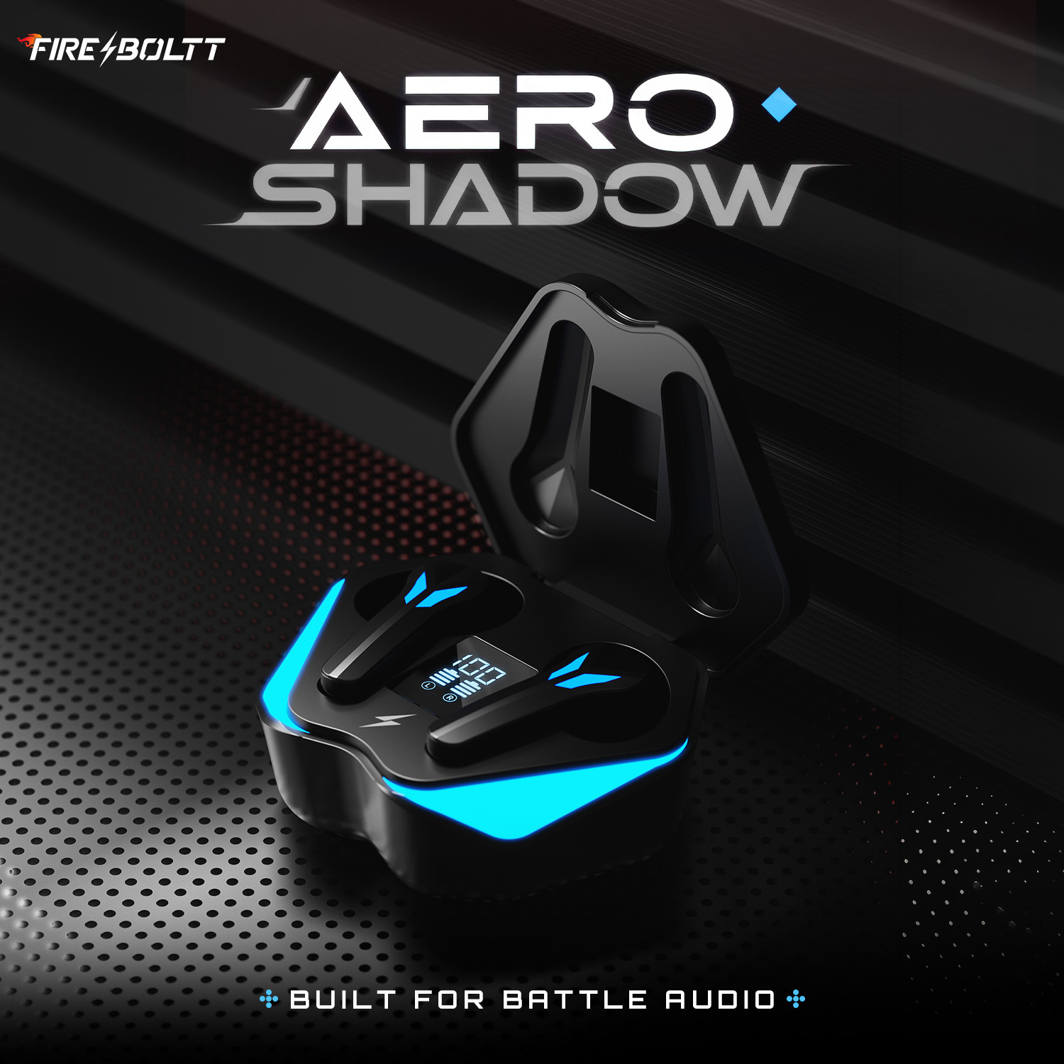 Image of Fire-Boltt Aero Shadow TWS Earbuds, RGB Lights Custom EQ Profile 50H Playtime Quad Mic ENC Bluetooth