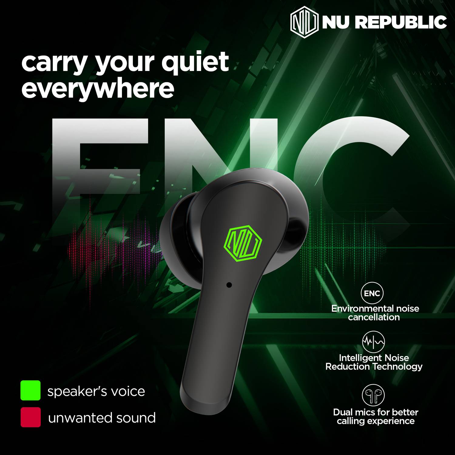 Nu Republic Starbuds Z with 56 Hr Playtime, X-Bass® Technology