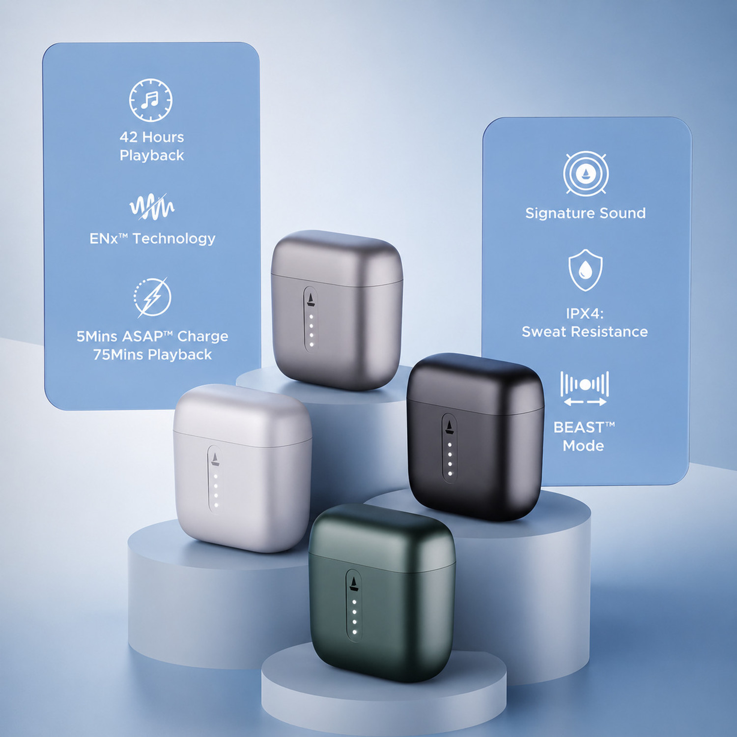 Image of Thirty First Earbuds for Boat 141 Airdopes Wireless Black Bluetooth