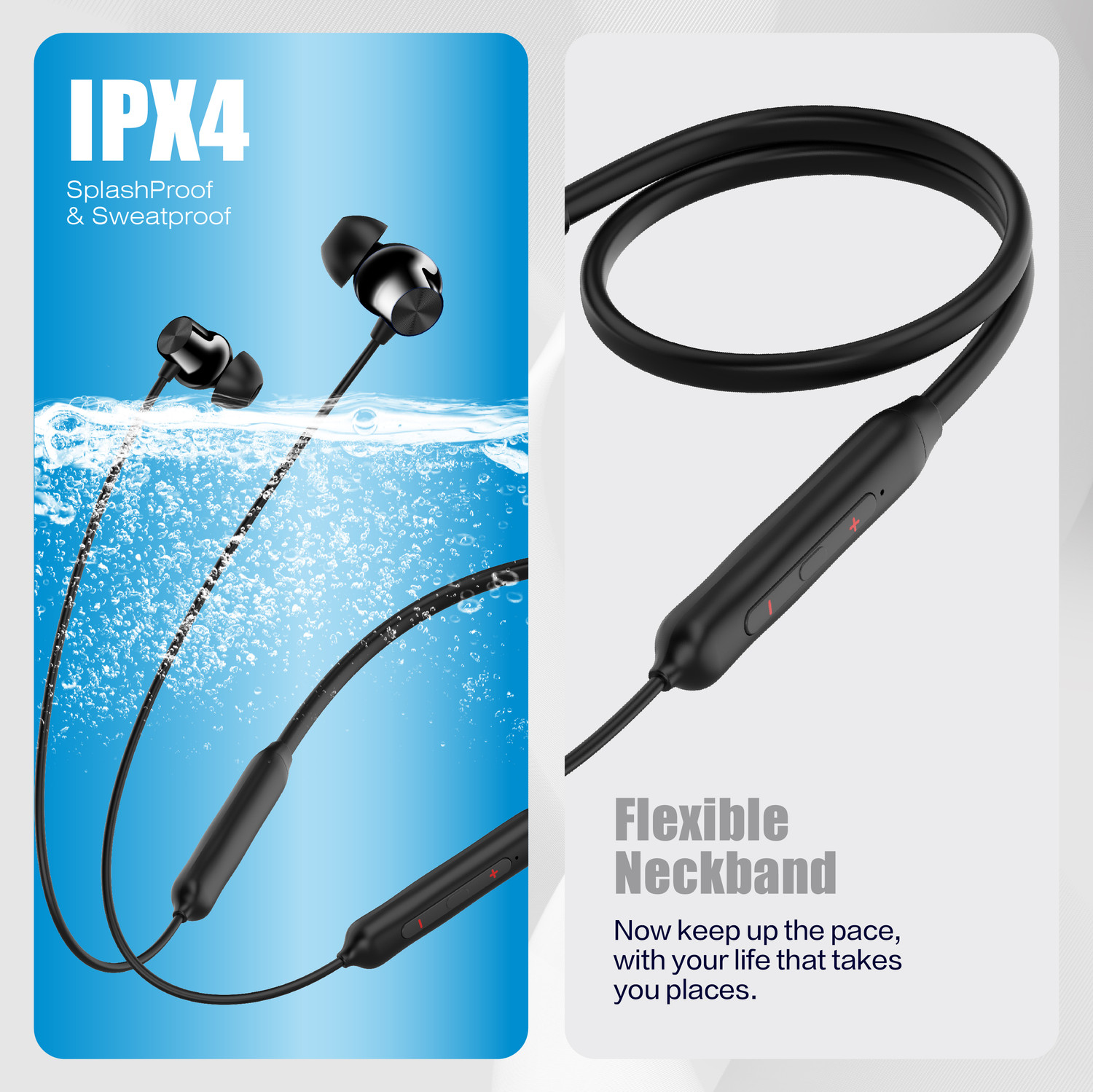 Image of TECHFIRE T60 Bullets Wireless Z Bass Edition Neckband headphone with 40 hr playtime Bluetooth