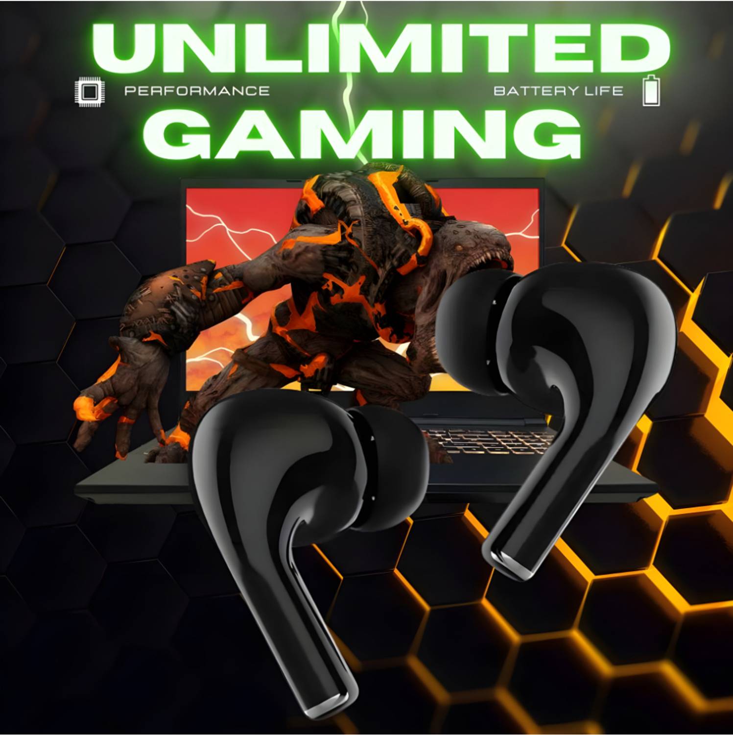 house of common Bluetooth Gaming Earbuds Blue - Image 3