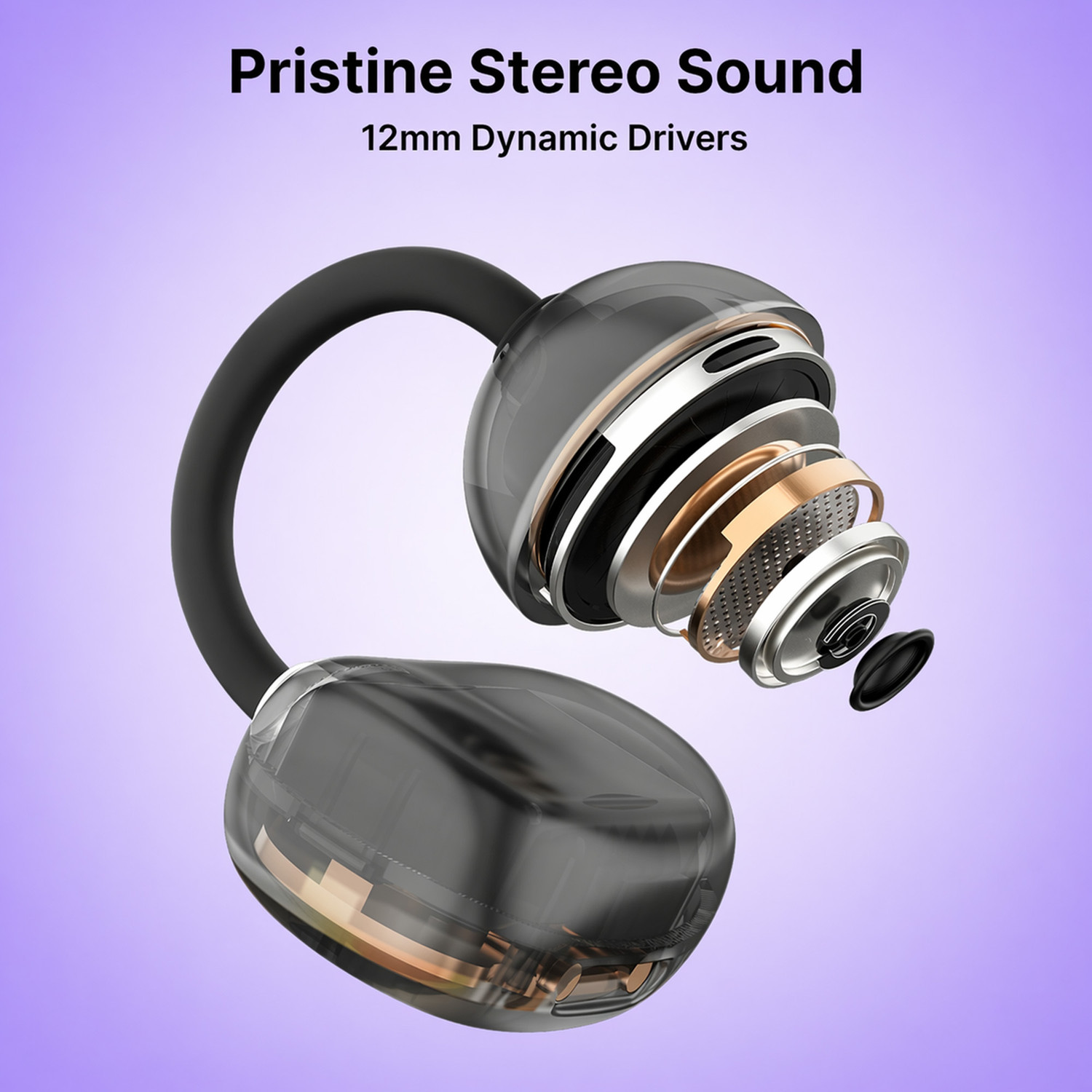 Image of TSEL Air Clips Clip-on OWS-60 Earbuds: 80H Playtime, Open Ear Sport Headphone Bluetooth
