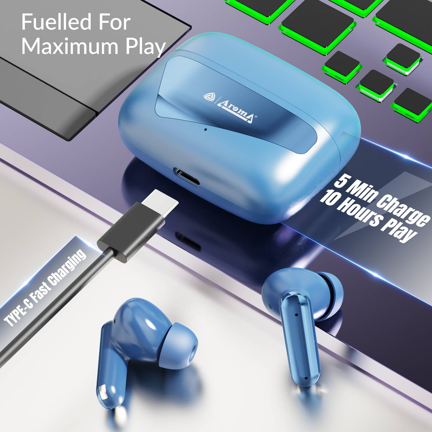 Aroma TWS8 V5.4 Bluetooth Earbuds - Image 4