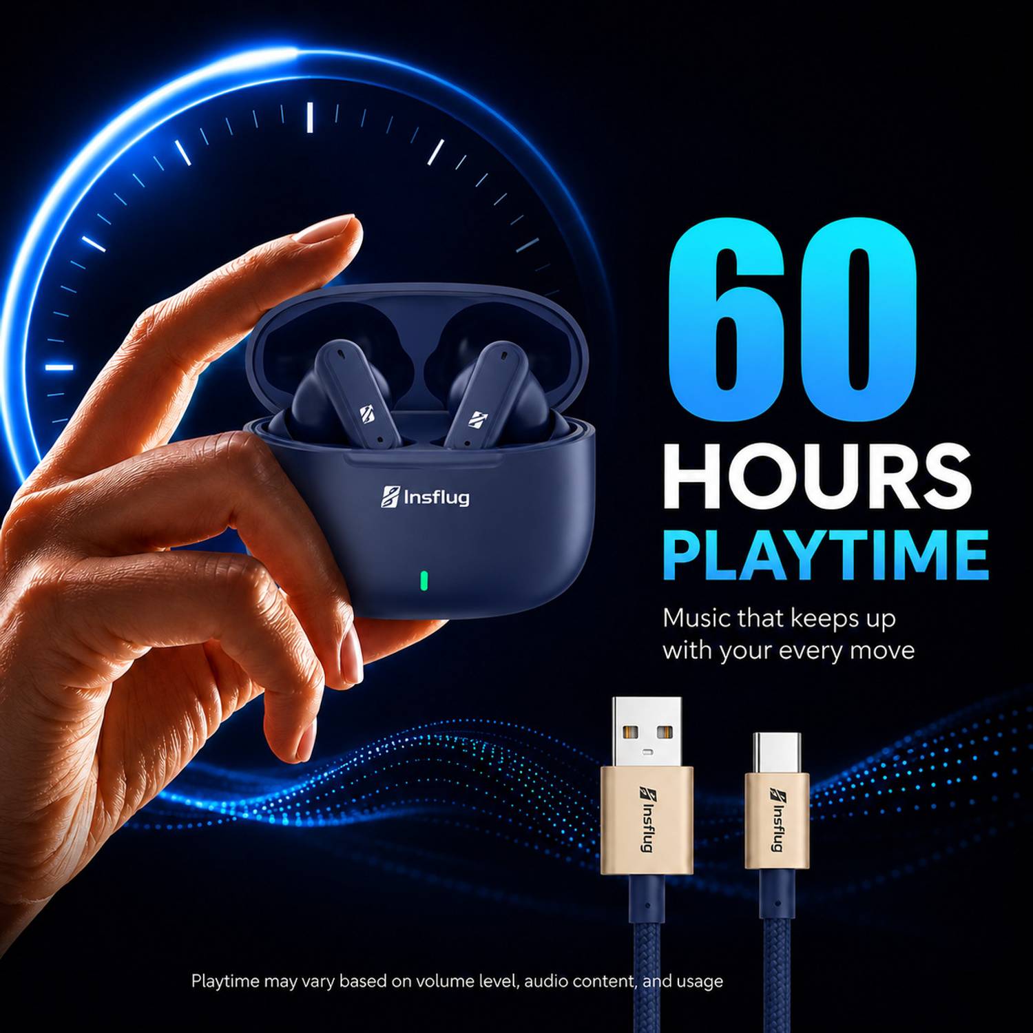 Insflug Wireless Earbuds with Quick Auto Pairing, IPX5 Waterproof - Image 4