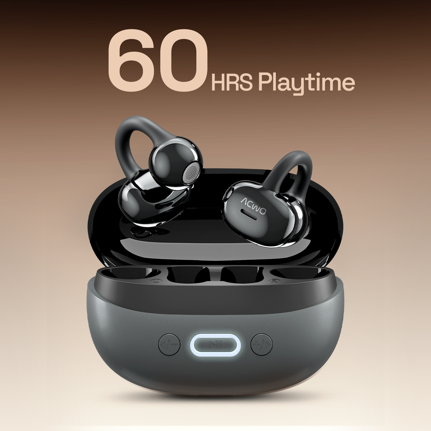 Image of ACwO DwOTS Flow 2 Open Ear Wireless Earbuds, 60H Playtime, AI ENC, Dual Connectivity Bluetooth