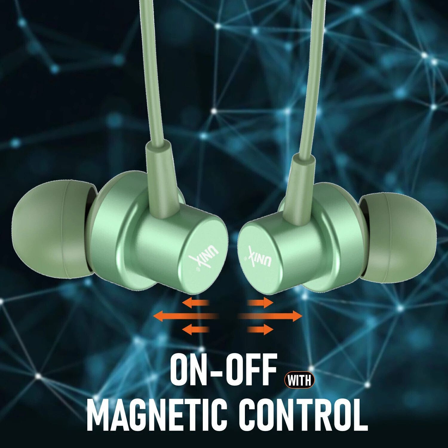 Image of Unix Sapphire 100 Hours,Type C Fast Charging,Magnetic Instant On /Off,EQ,Neckband Bluetooth