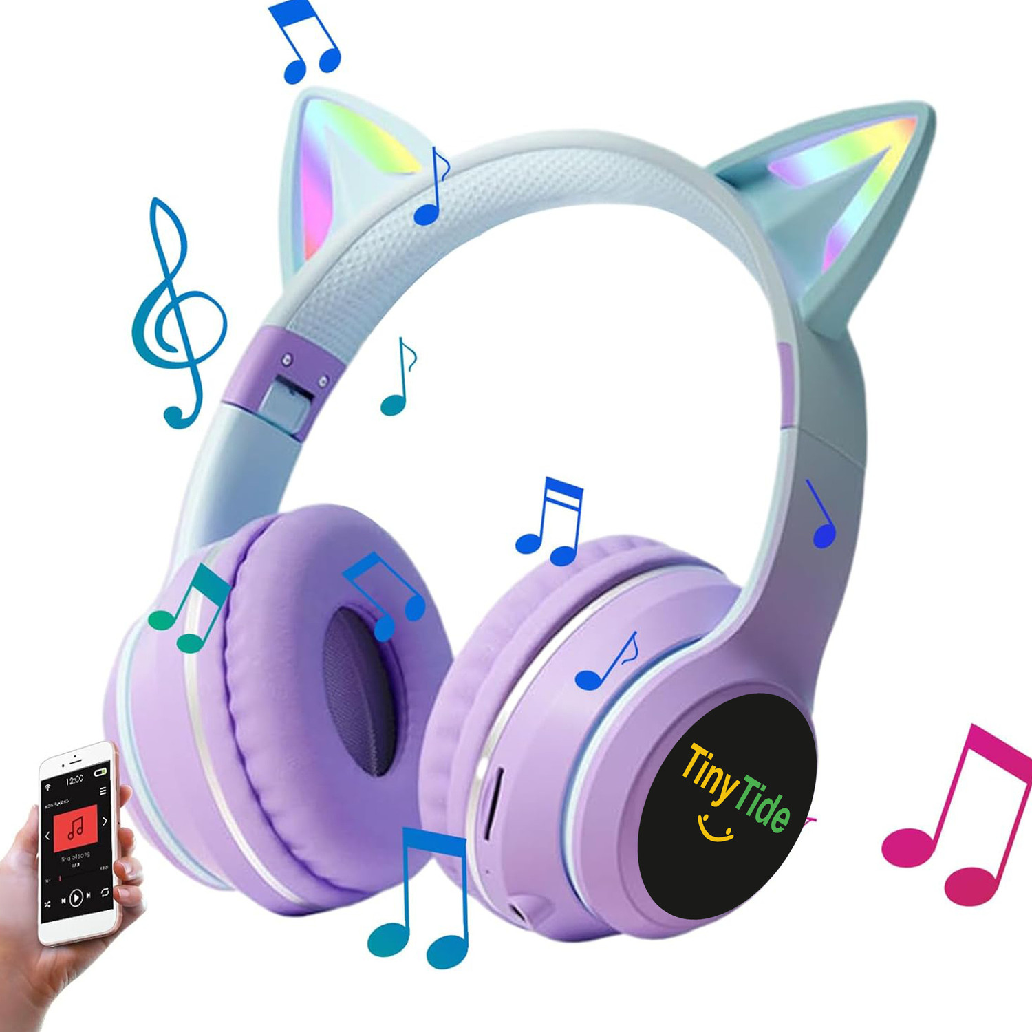 Image of TinyTide Kids Headphones For Girls /Boys, Cat Kids Bluetooth, Kids Wireless Headphones Bluetooth & Wired