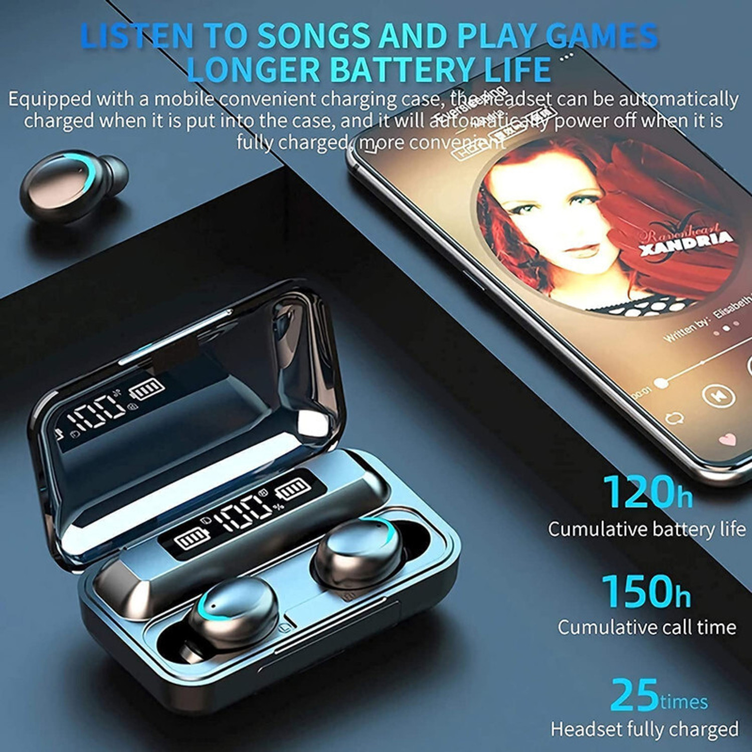 Image of YAROH 48-Hour Playback TWS: HD Sound, Touch Controls, Water Resistant Bluetooth