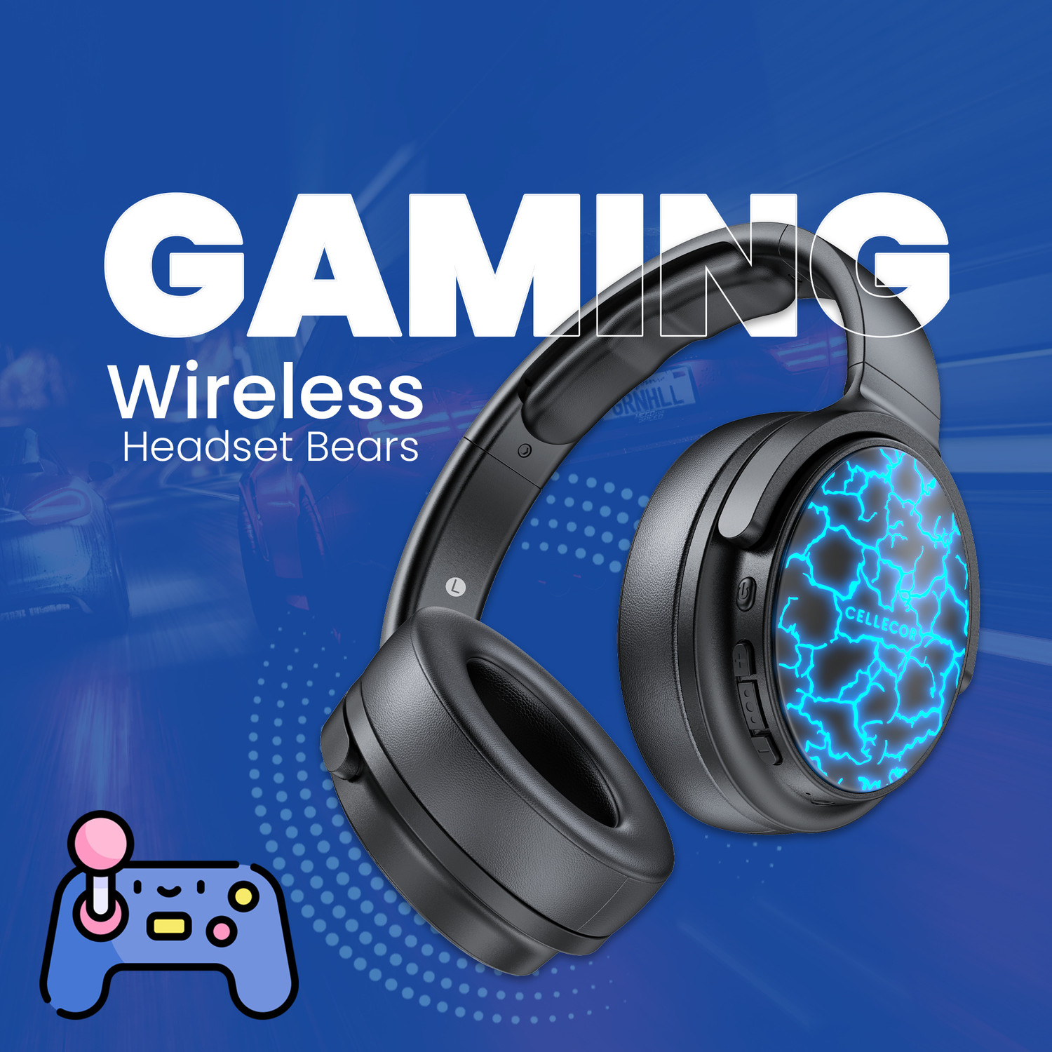 Image of Cellecor Bas with 15 Hours Playtime, AUX, BT v5.3, Foldable Design, Bluetooth Gaming