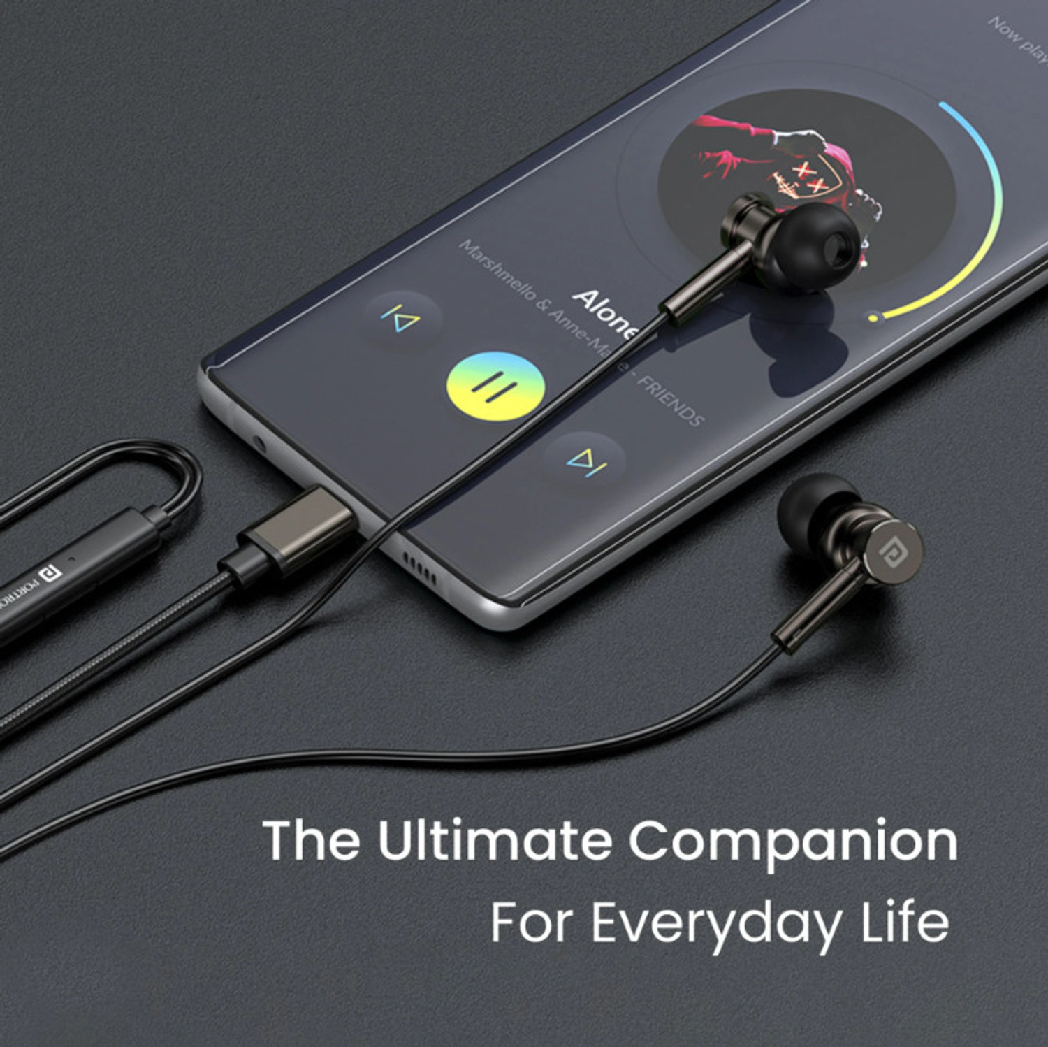 Image of Portronics Tune C Best Earphone with mic, In-Line Controls, 1.2M Tangle Free Wired Headset Wired