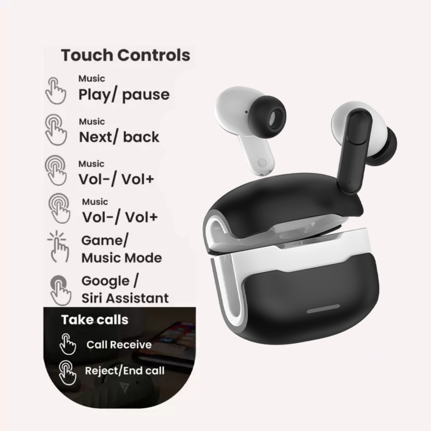 Image of COREGENIX Airbuds 311 Pro Bluetooth TWS Earbuds with ENC & Low latency , 30hrs of Playtime Bluetooth