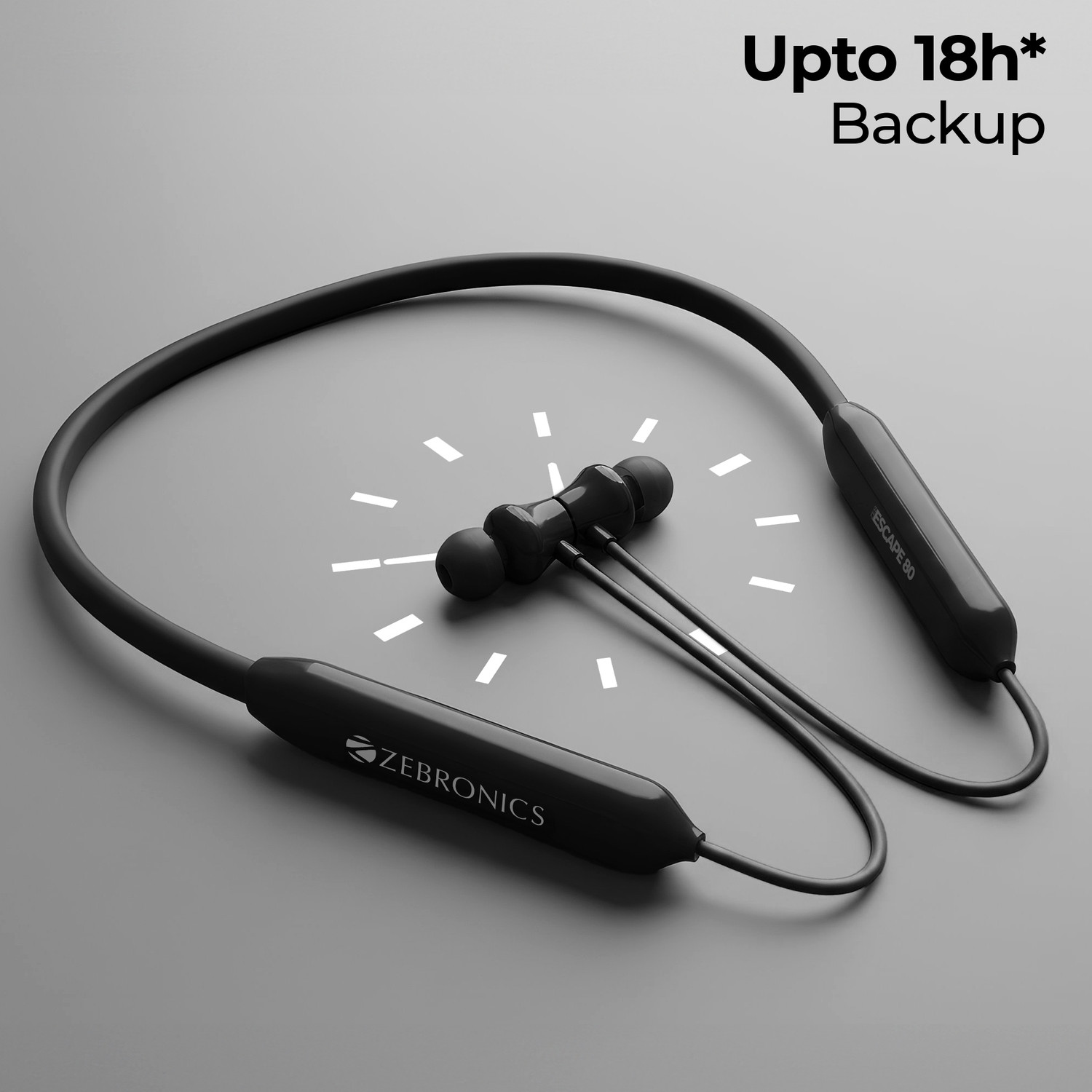 Image of ZEBRONICS Zeb-Escape 80, Neckband, 18 Hours Backup, Type-C, MagSnap Tech, ENC,Rapid Charge Bluetooth