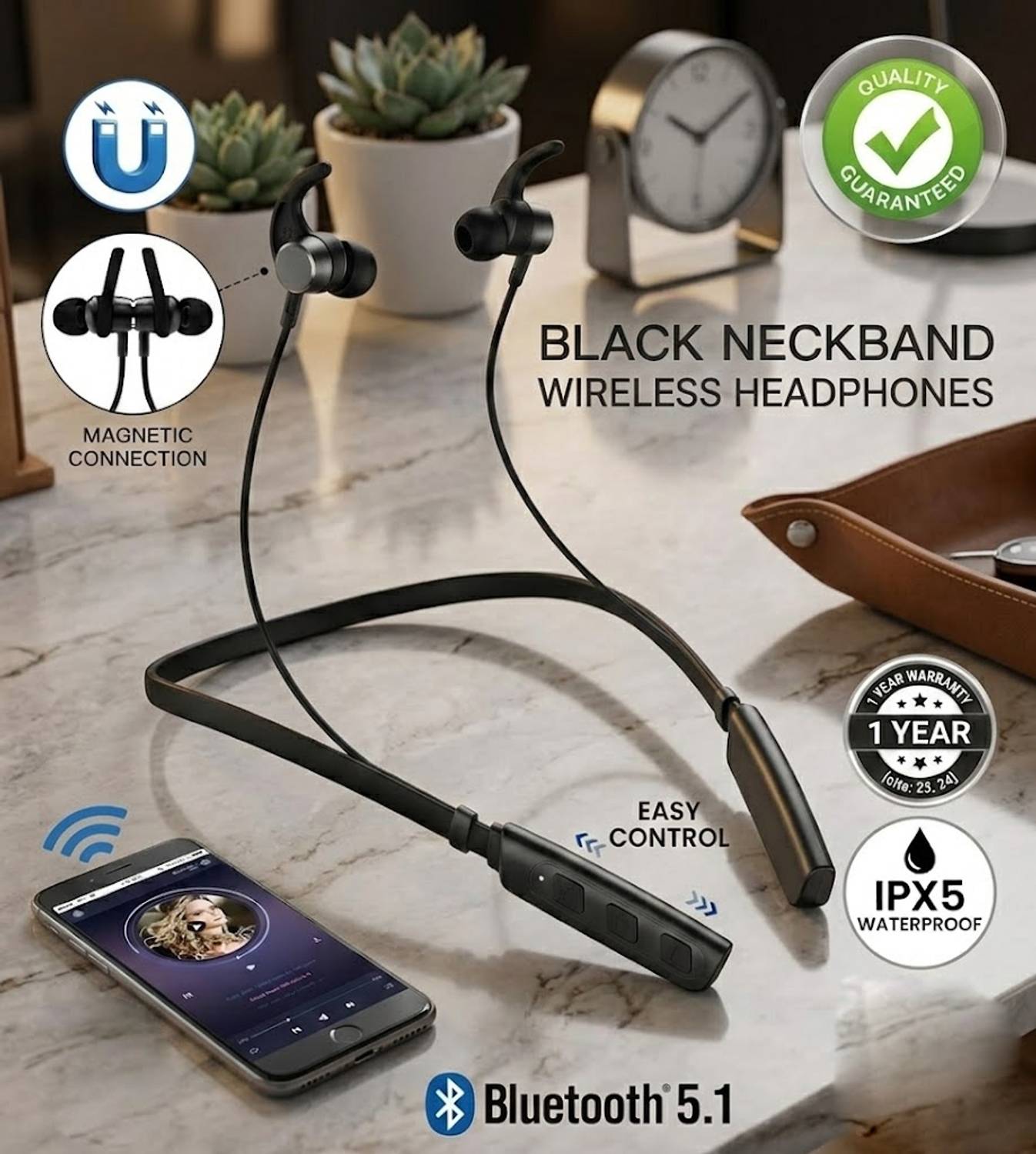 TABARET Bluetooth 4.9 Wireless Neckband Earphone HD Bass Up to 2