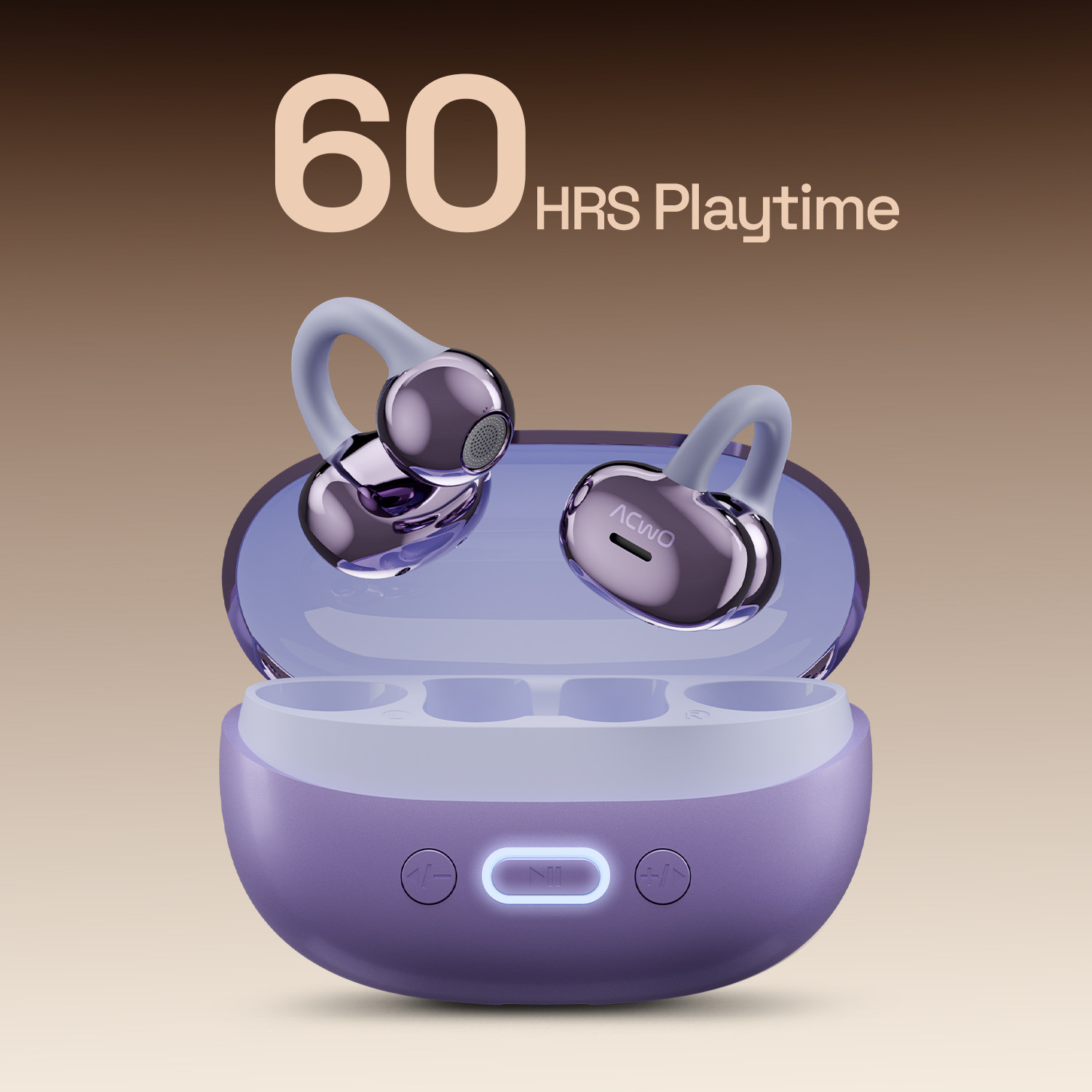 Image of ACwO DwOTS Flow 2 Open Ear Wireless Earbuds, 60H Playtime, AI ENC, Dual Connectivity Bluetooth