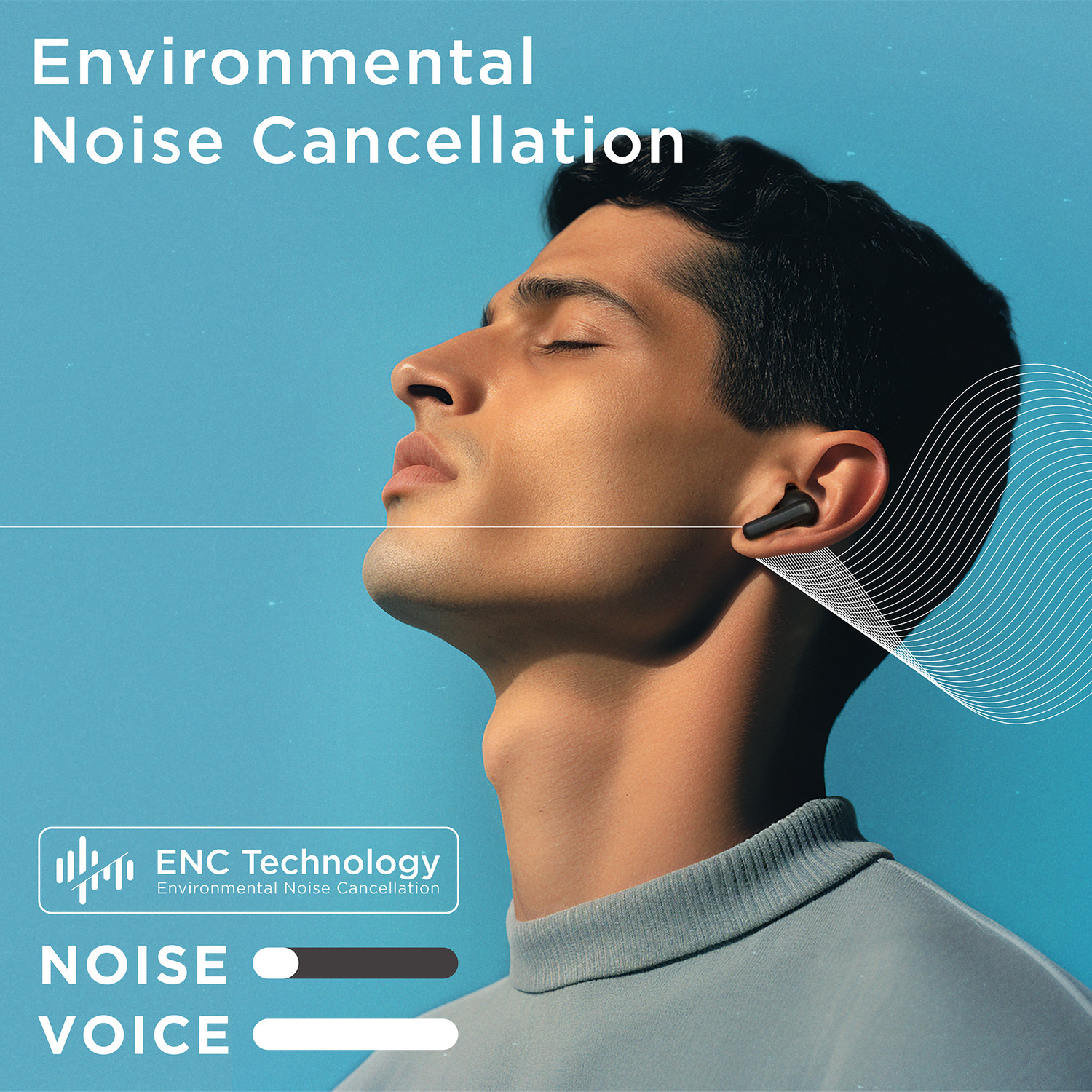 Image of URBN Active Noise Cancellation Earbuds with Quad Mic, 60H Playtime Bluetooth
