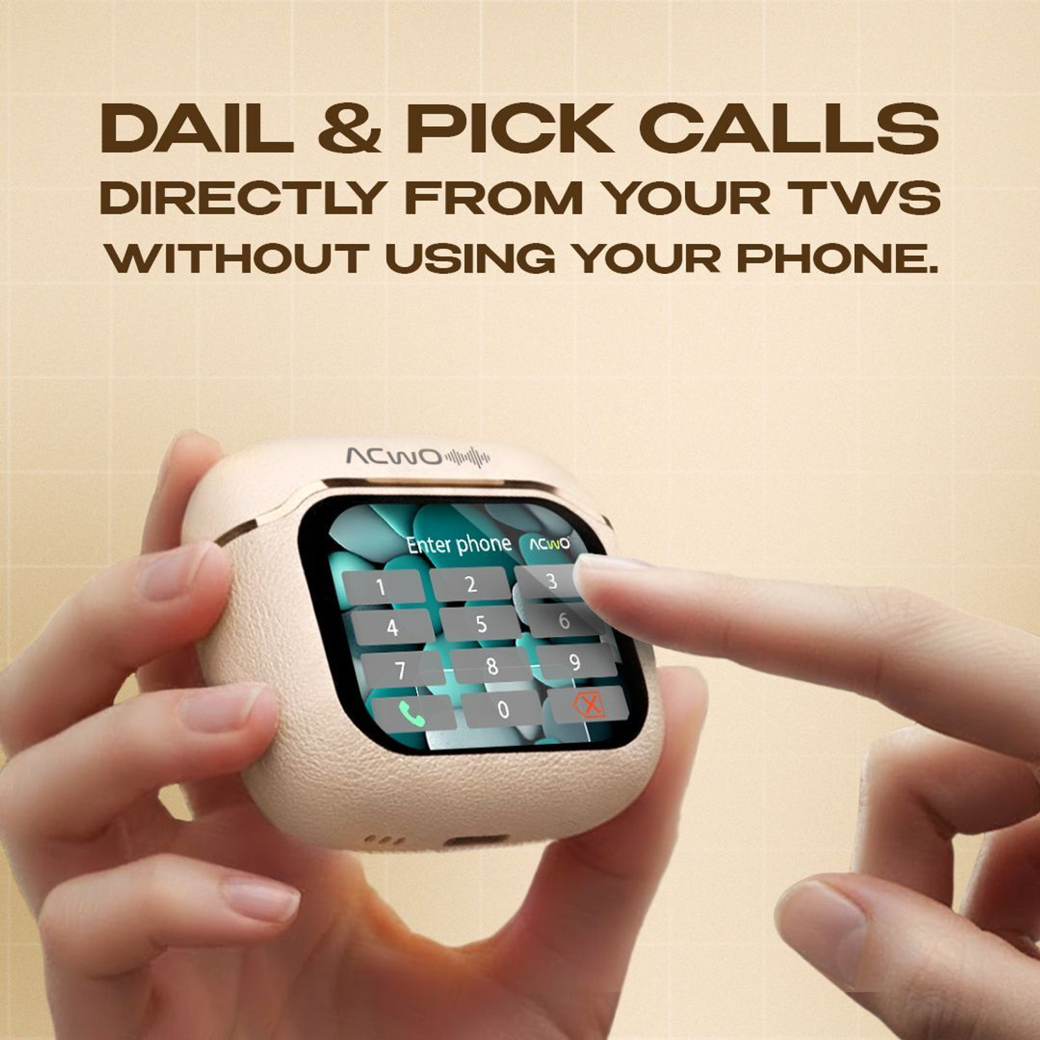 Image of ACwO DwOTS Bold Smart Calling Display Earbuds, 60Hrs Playtime, ANC 32dB, 13mm Driver Bluetooth