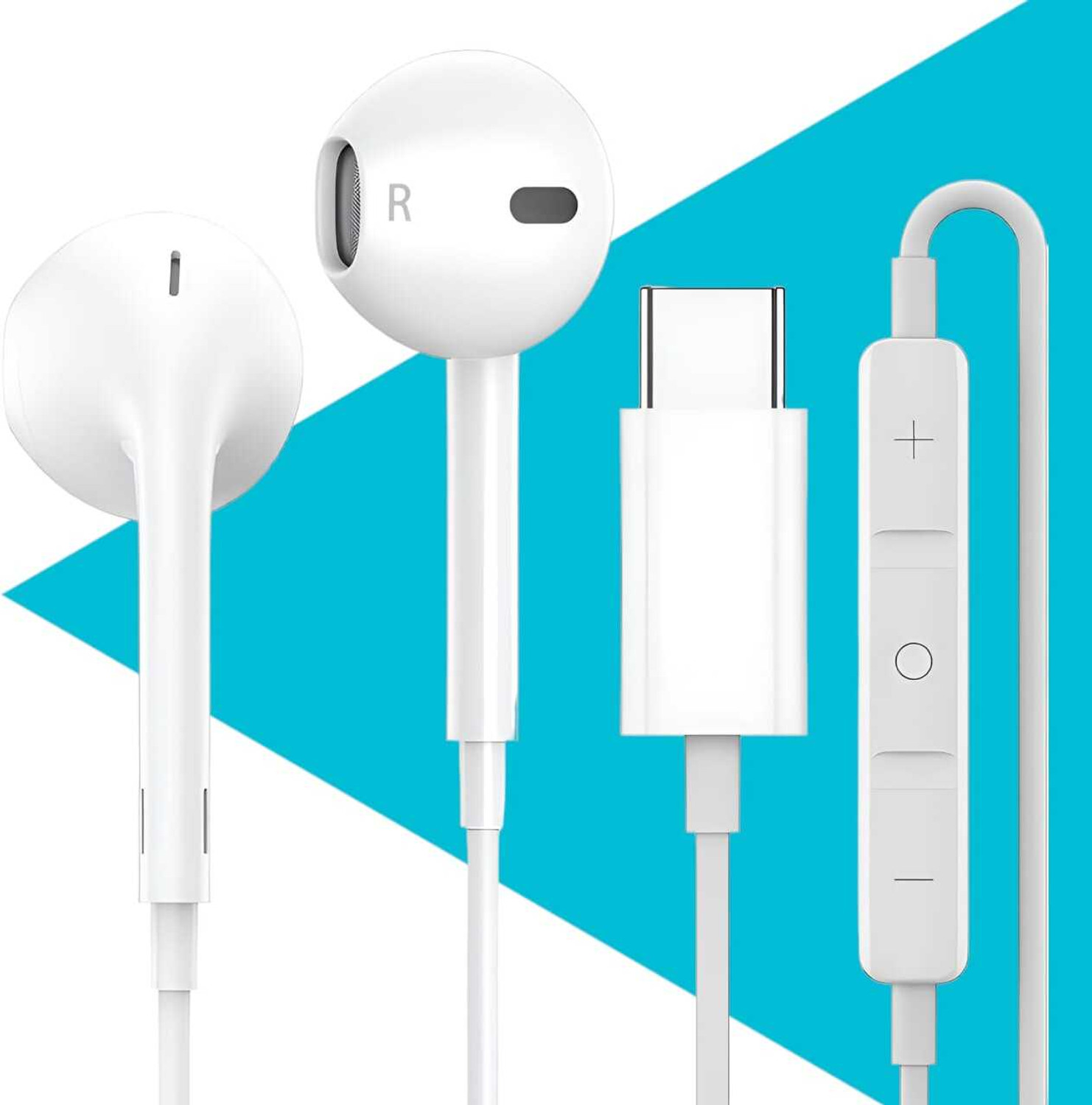 Image of Bxeno Type C Handsfree with Mic for Nothing Phone 2A /Nothing Phone 2 /Phone 1[16] Wired Headset (White, In the Ear)