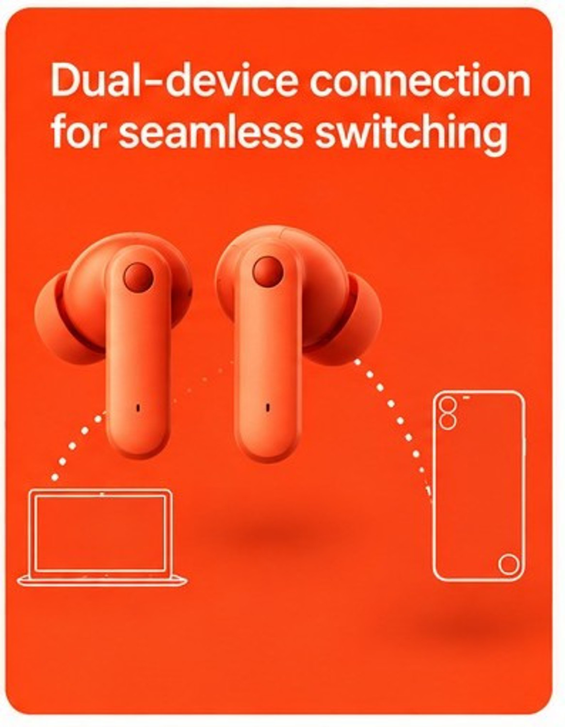 Image of DXONE ACCESSORIES DXONE TWS True Wireless Earbuds with Deep Bass |HD Mic |Touch Control Bluetooth Headset (Orange, True Wireless)