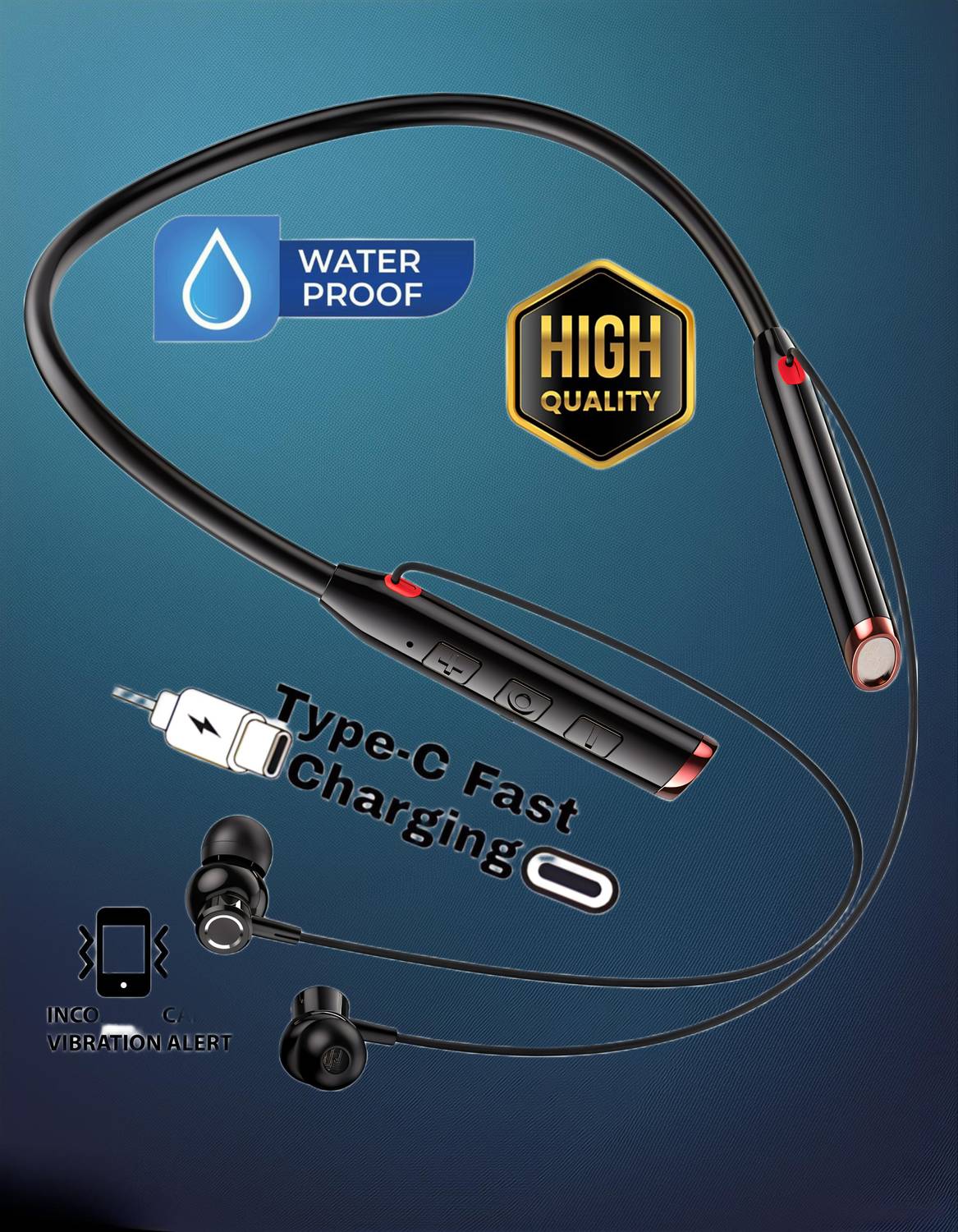 PTROX Vibration Alert, 48 Hours Playtime, ENC, HD Sound Quality & Stereo Bass PT/23/24 Bluetooth
