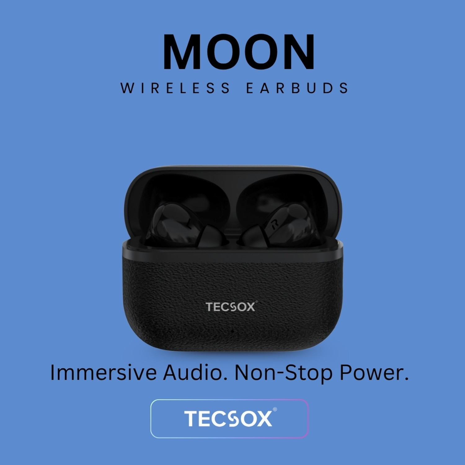 Image of TecSox Moon True Wireless Earbuds Deep Bass, Bluetooth 5.3 & IPX4 Bluetooth