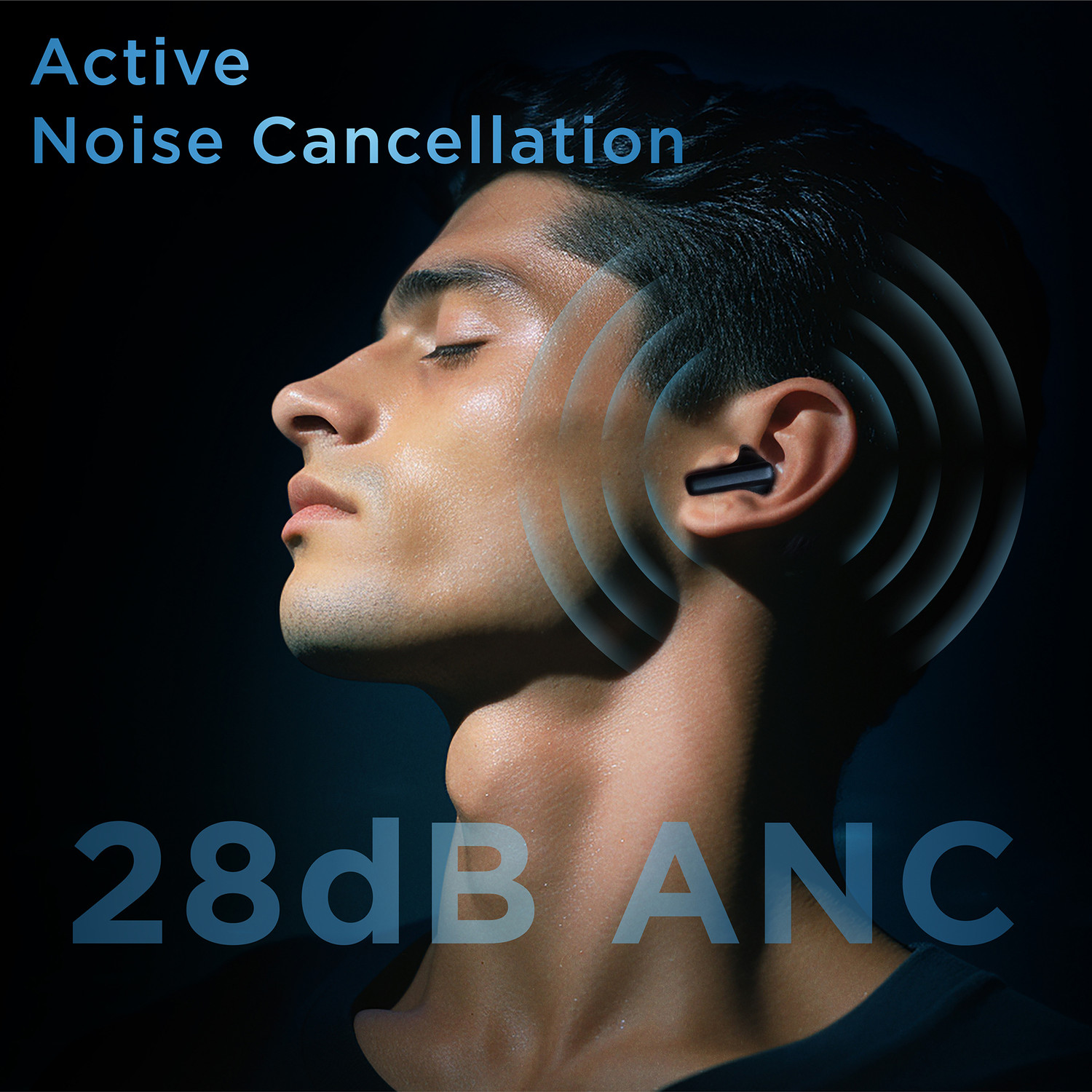 Image of URBN Active Noise Cancellation Earbuds with Quad Mic, 60H Playtime Bluetooth