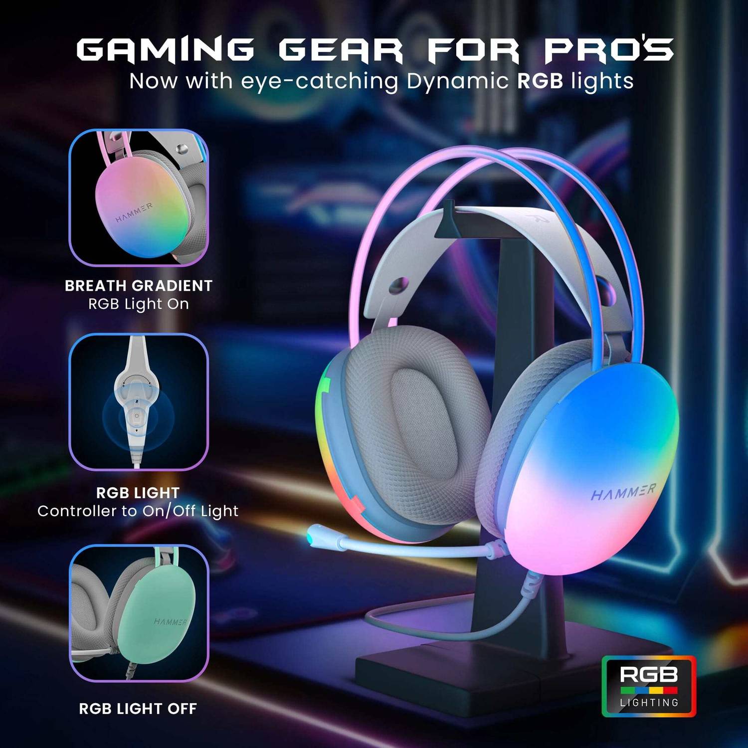 Hammer Blaze Gaming Headphones with Mic - Image 4