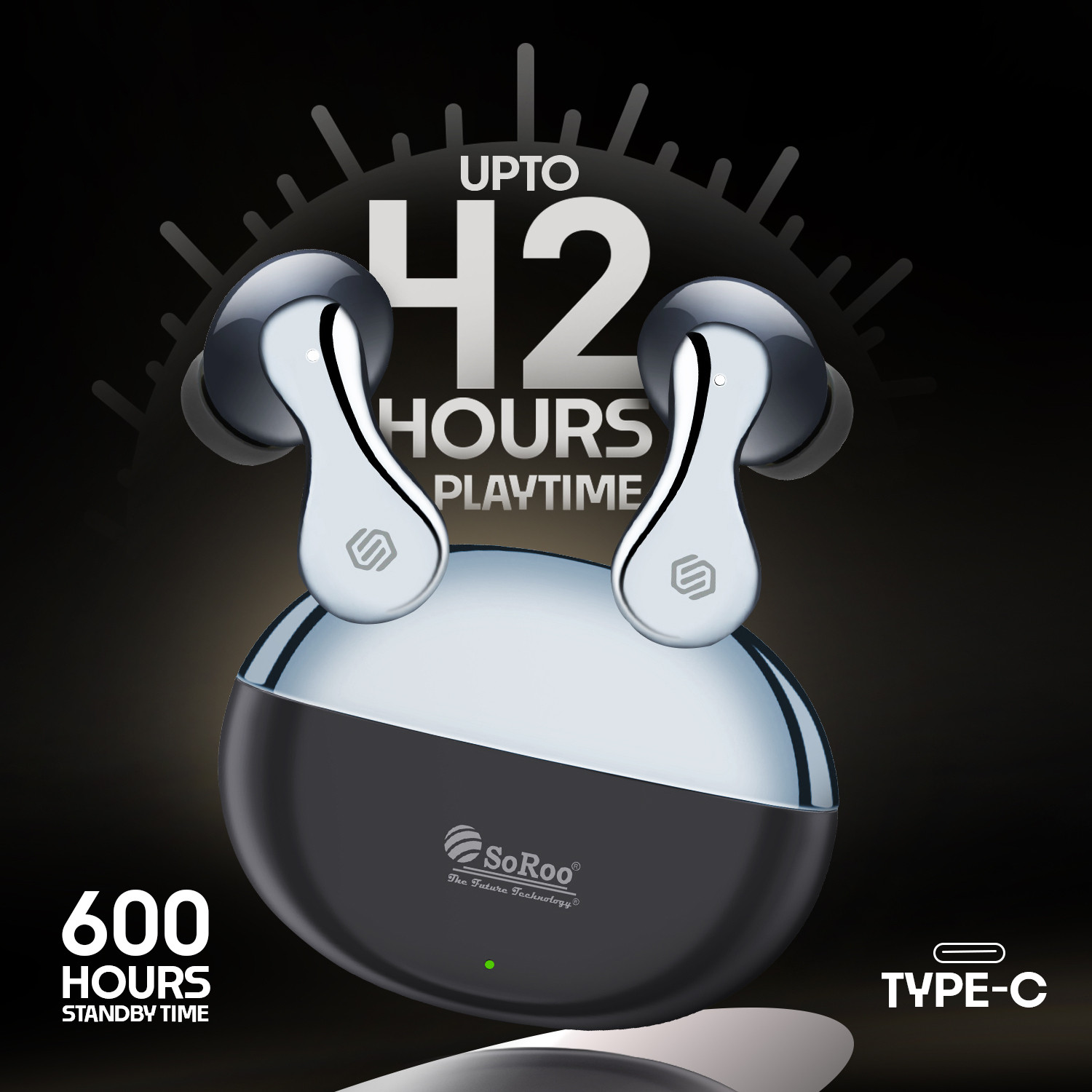Image of Soroo Future Soroo Vibepods with 13mm Driver, 42hrs Playback, AI ENC, Dual Mic Bluetooth