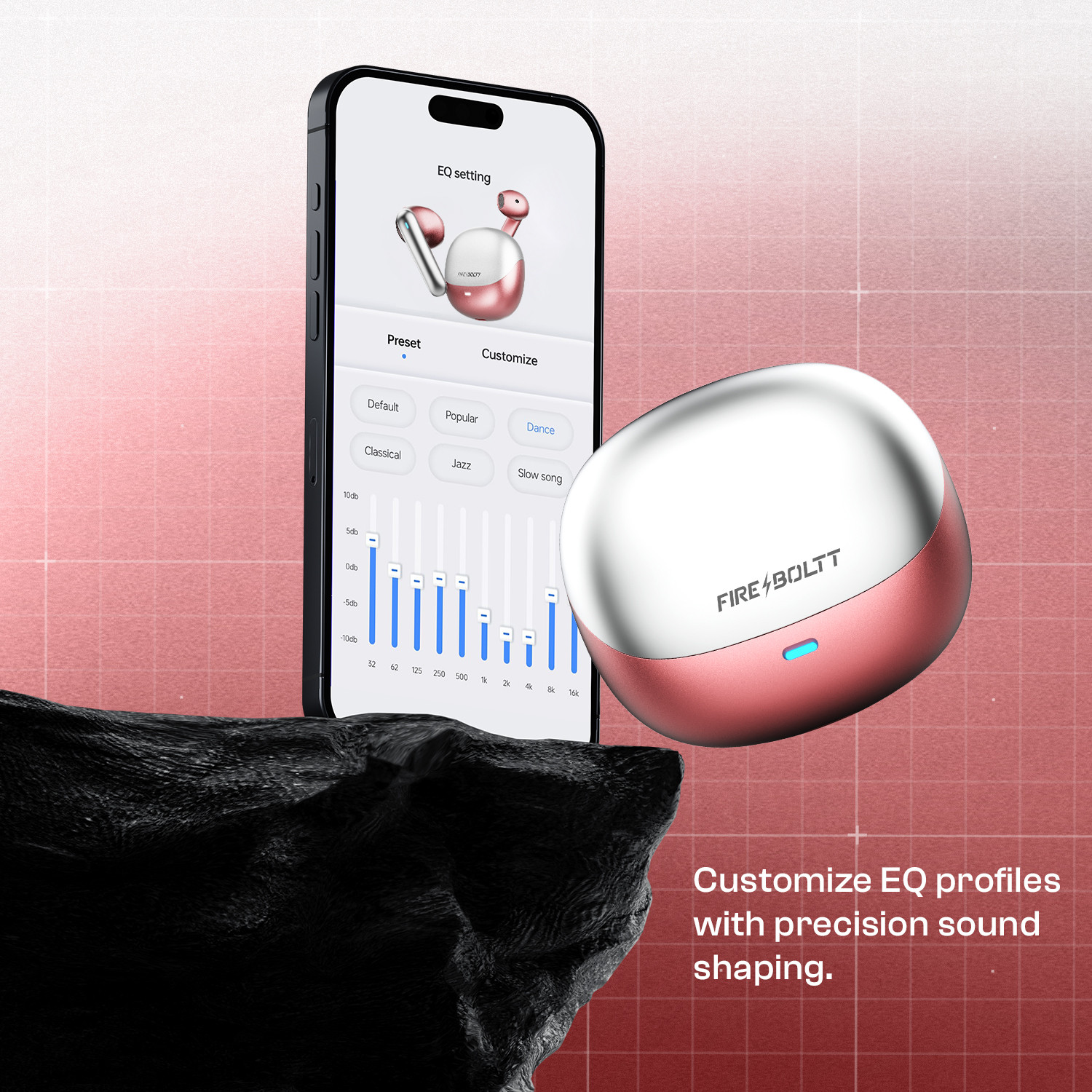 Image of Fire-Boltt Aero Fit TWS Earbuds, Custom EQ Profiles, 50H Battery, Quad Mic ENC, BT 5.4 Bluetooth