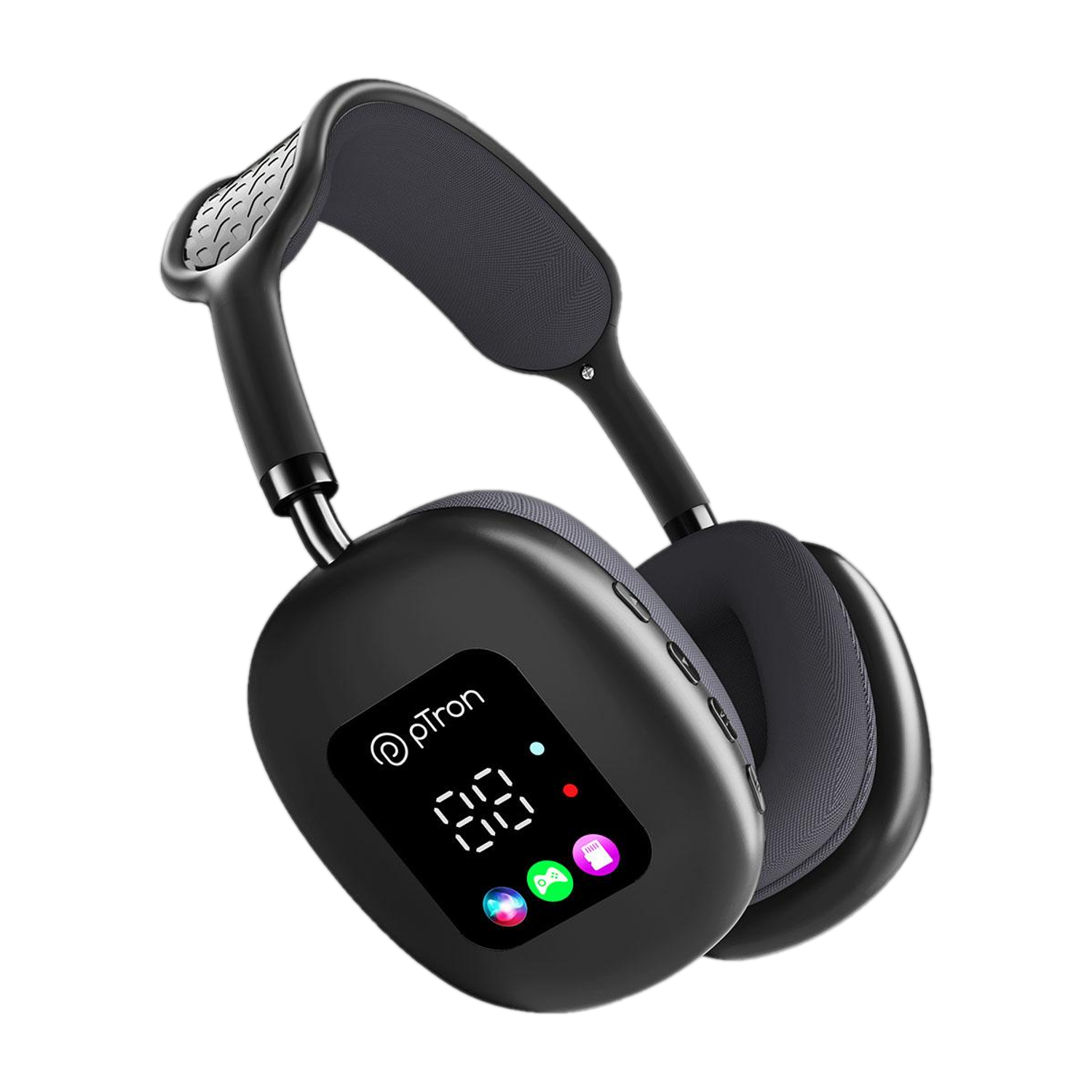 Image of PTron Studio Pixel w / Dual-Device Pairing, 70hrs Playtime, AI-ENC Calls, RGB Display Bluetooth & Wired
