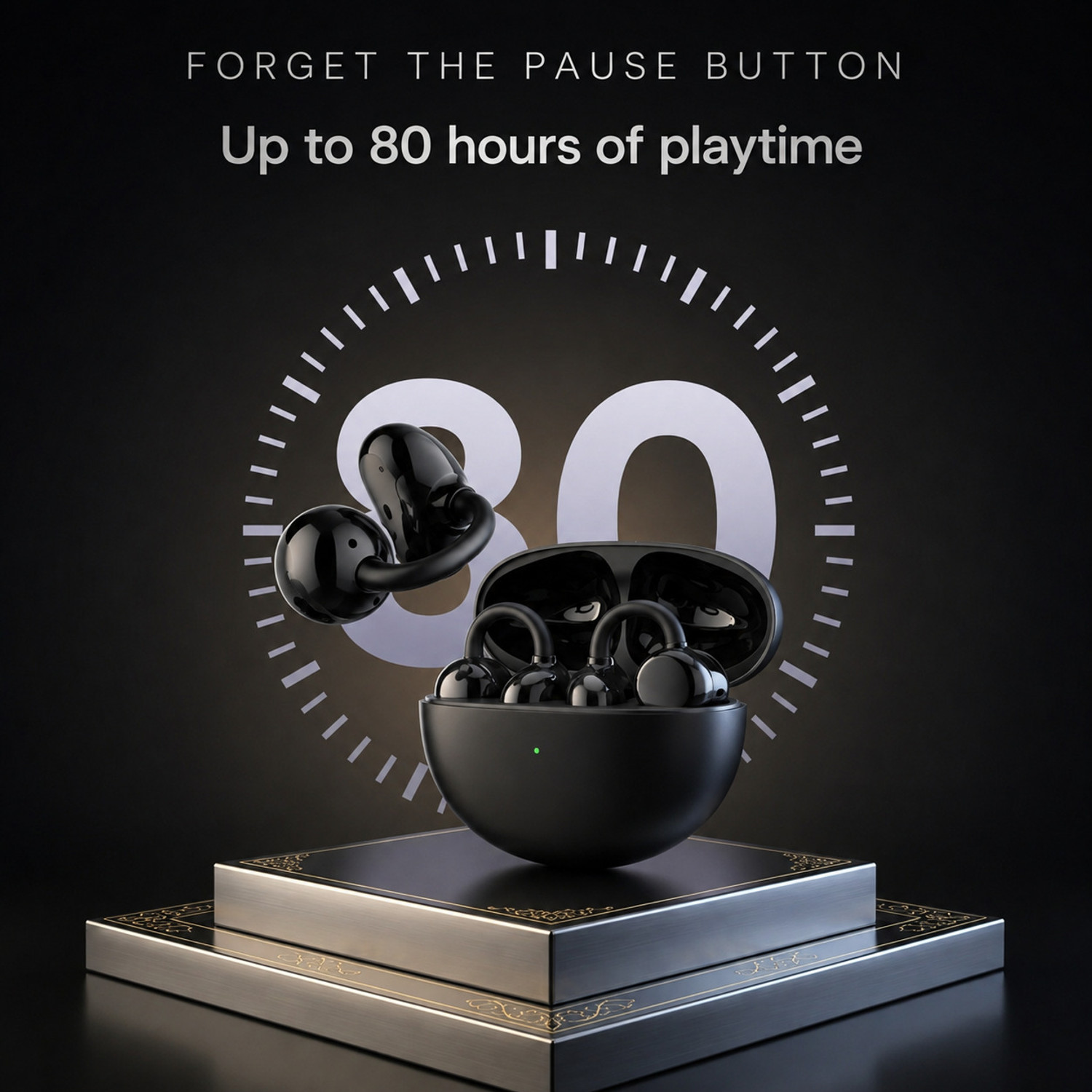 Image of ZABRO Air Clip-On Fit, Air-Conduction Tech OWS buds, 80Hrs Playtime, 360 Spatial Audio Bluetooth
