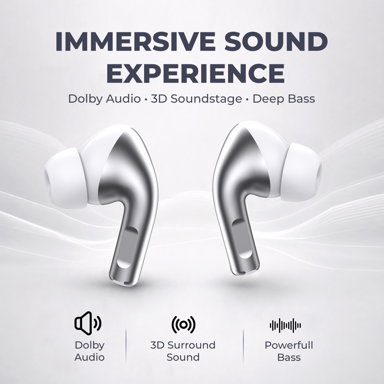 Image of snowbudy Nord 4Pro True Wireless Earbuds with Dual Mic & AI Crystal Clear Call-9 Bluetooth Gaming