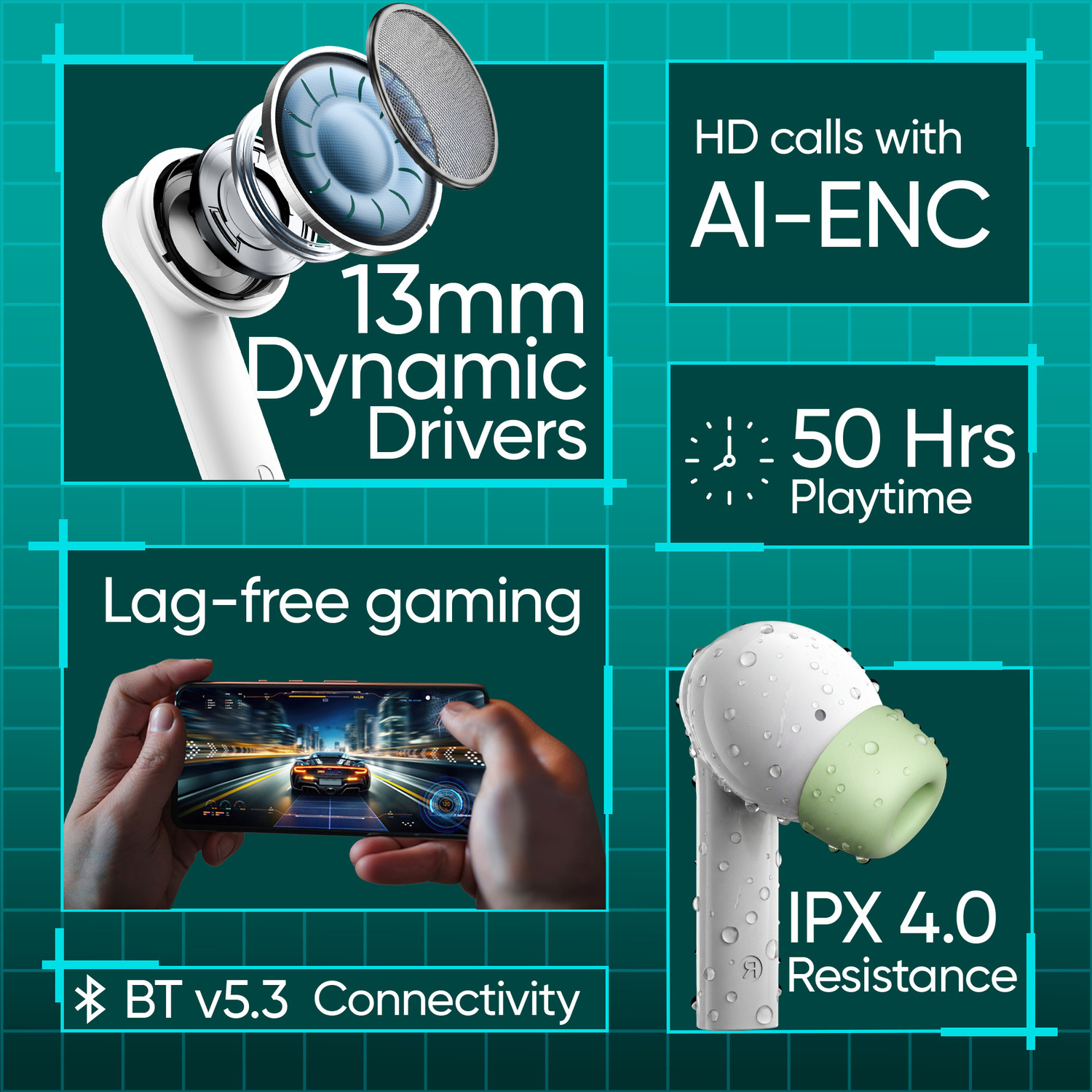 Image of Mivi DuoPods Maxx, 13mm Bass, AI ENC HD Calls, IPX4 Bluetooth