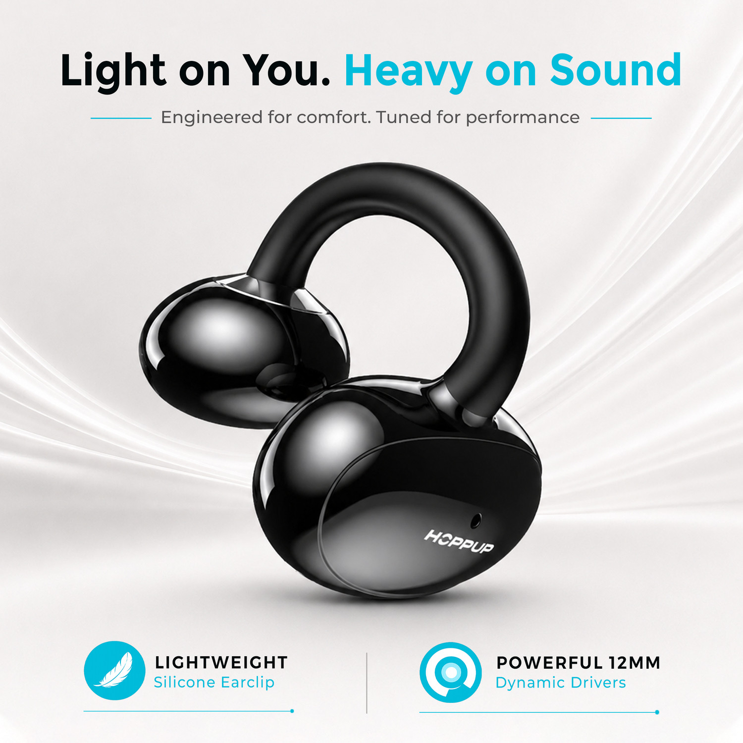 Image of HOPPUP NEURA Smart OWS Earclip Earbuds with Heart Rate, SpO2,50H, App Support Bluetooth