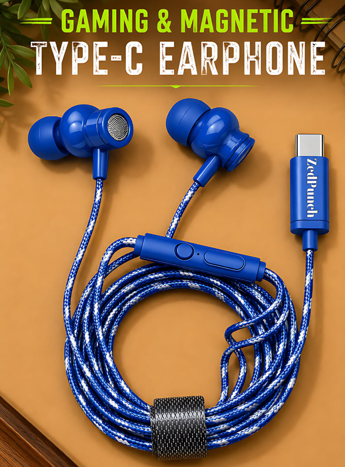Image of ZedPunch Type-C Wired Gaming Magnetic Earphones With Mic & 1 Button Control USB-C Device Wired Gaming
