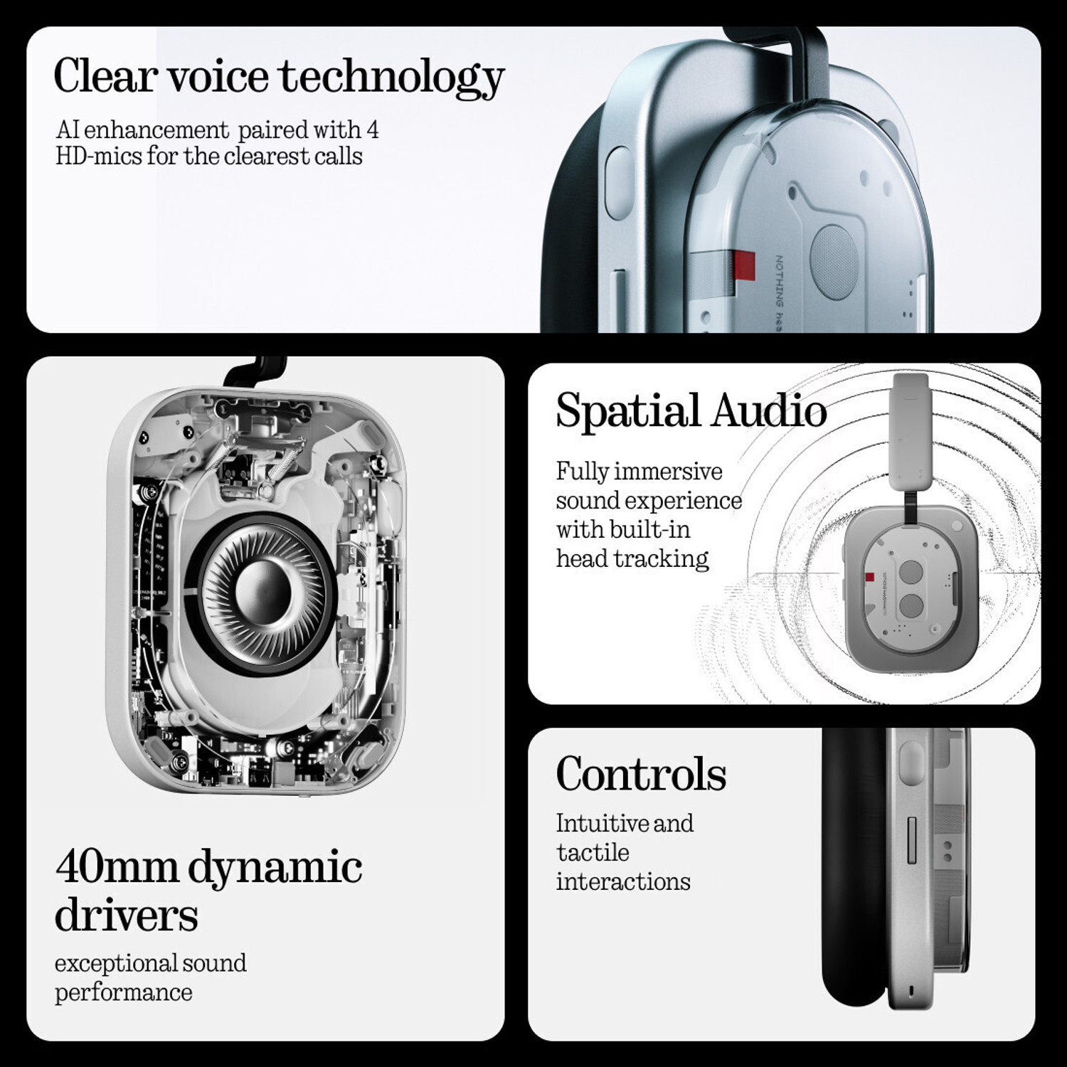 Image of Nothing Headphone(1) 42dB ANC| Dual Device| Hi-Res+LDAC|40mm Driver|Sound by KEF Bluetooth & Wired
