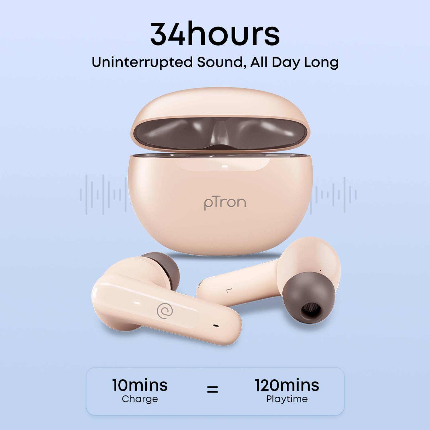 PTron Bassbuds Vibe 34hrs Playtime, BT5.3 - Image 3