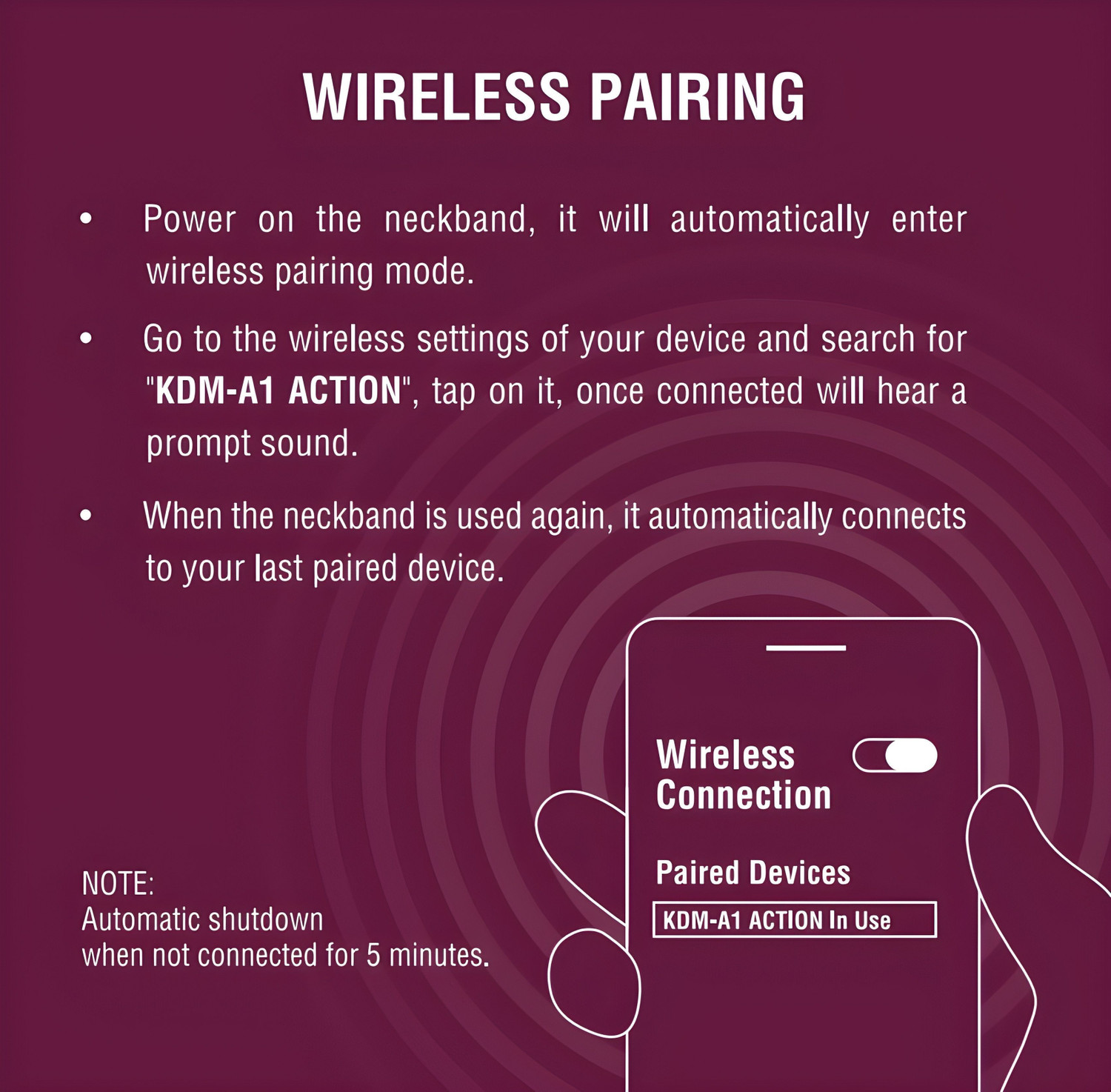 Image of KDM A1 Action Wireless V5.4 Upto 50 HRS Music Time 300mAh Battery Bluetooth