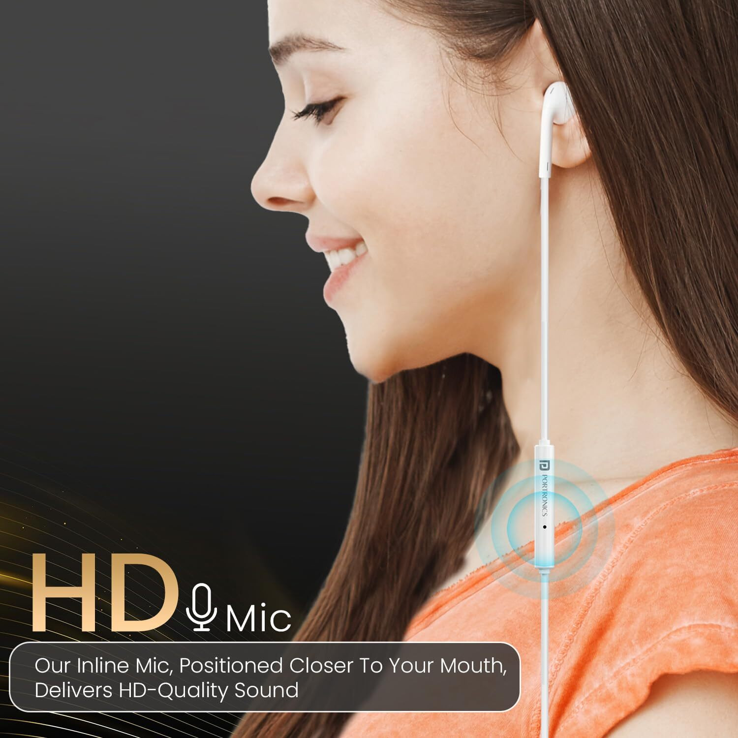 Image of Portronics Conch Theta A 3.5mm Wired Earphone With HD Quality In-Line Mic,14.2mm Driver Wired