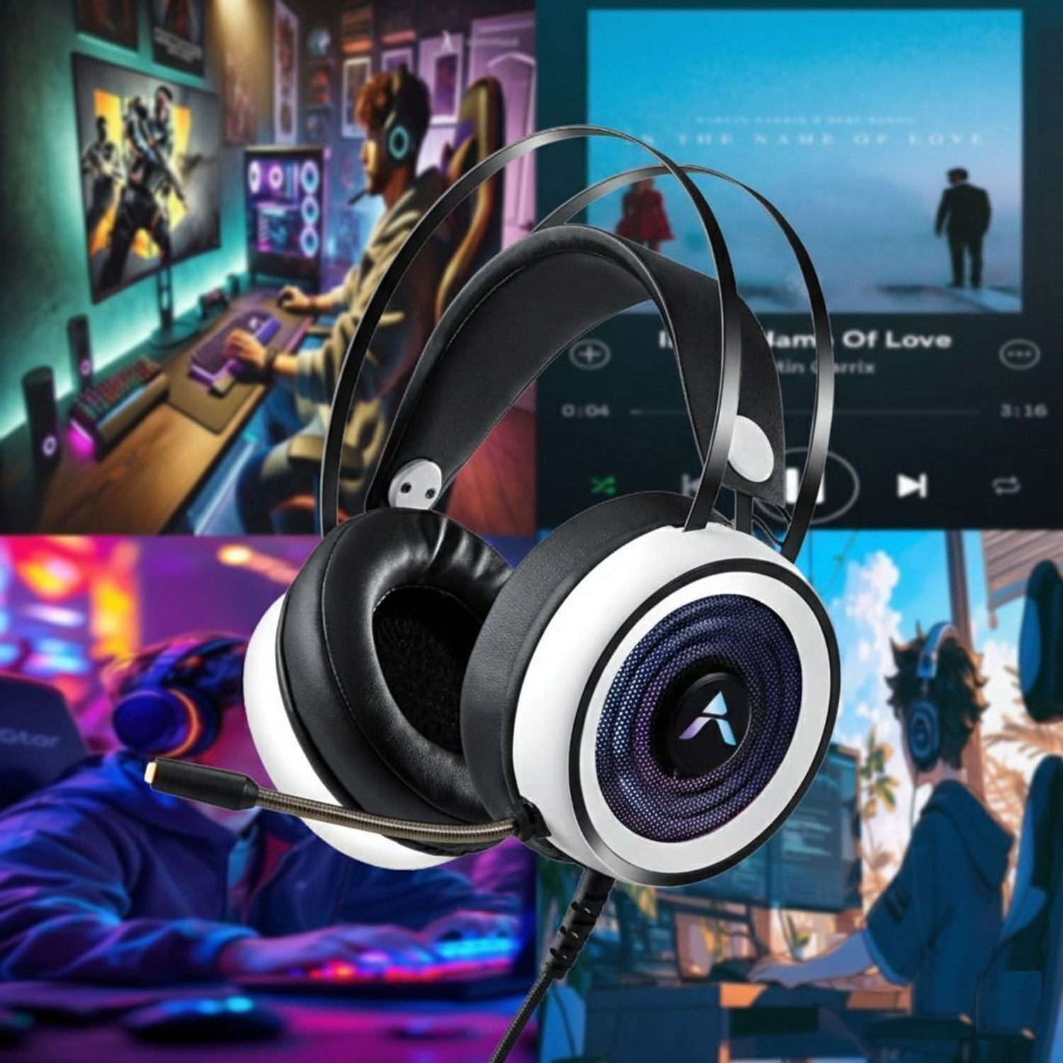 Image of Pious Immersive 7.1 Surround Sound Gaming Headset | RGB LED | 50mm Drivers | Dual USB Wired