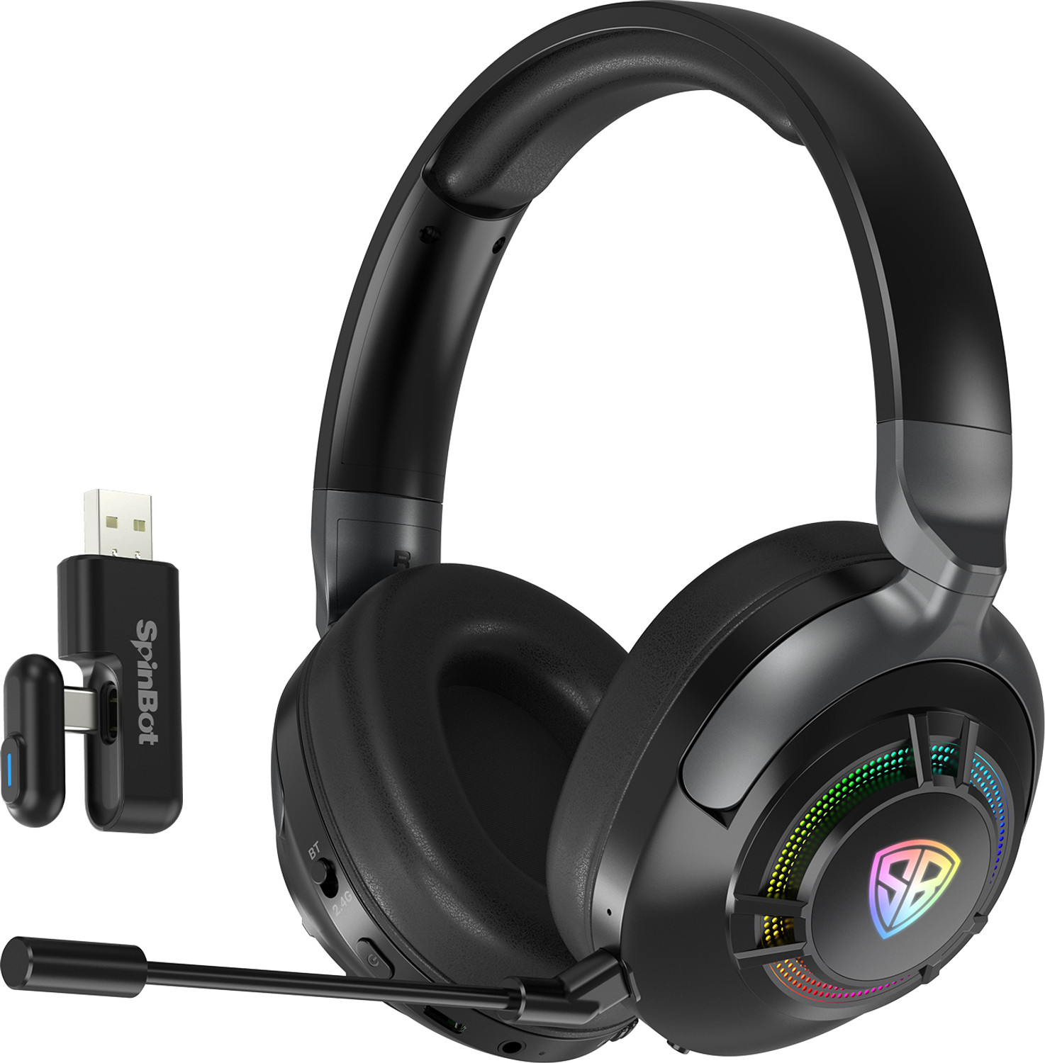 Image of SpinBot Ranger HX700 Tri-Mode with |ANC|20ms Low-Latency|RGB Light|Boom Mic|Dual2.4 GHz- Bluetooth & Wired Gaming