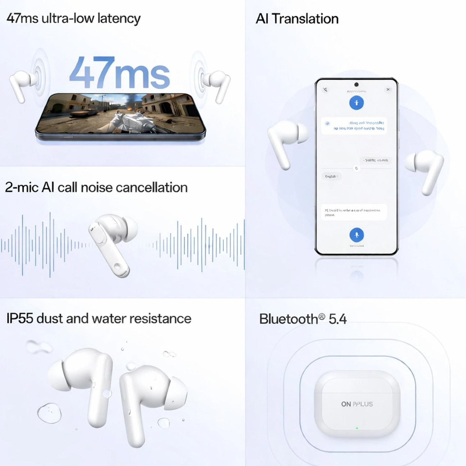 Image of QABILA ON PLUS Nord Buds 3r TWS Earbuds up to 54 hours Playback WHITE Bluetooth