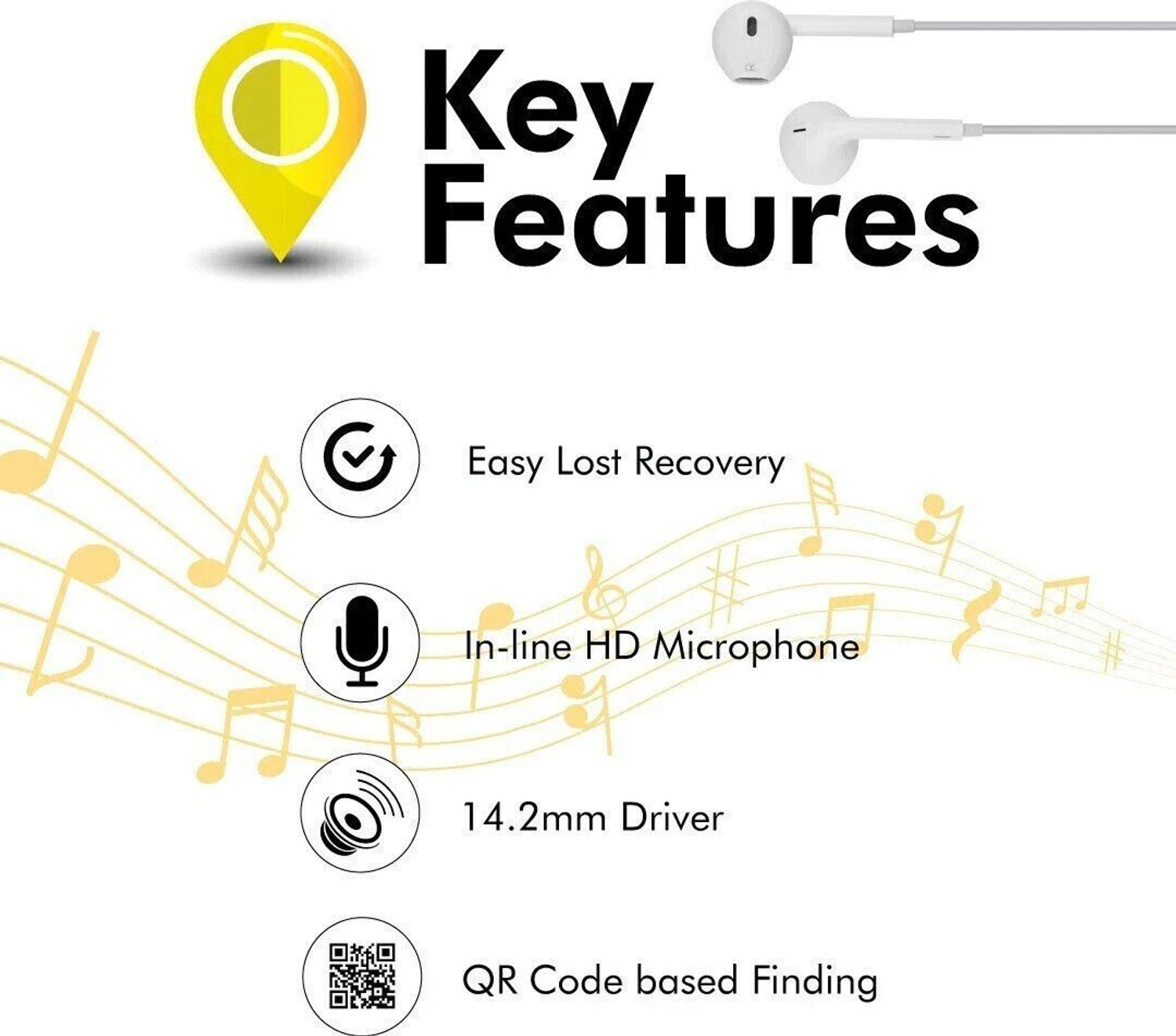 Image of Tag8 Wired Earphones Pack of 2 with QR Based Technology in White for Seamless Audio Wired