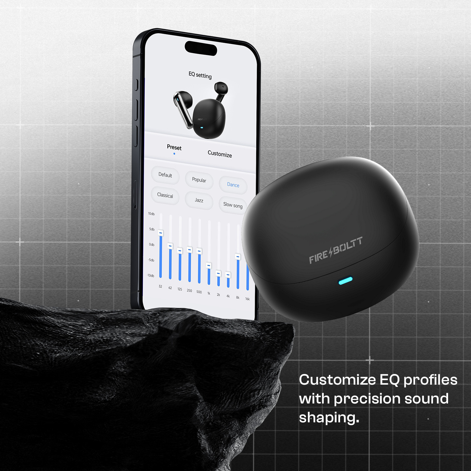 Image of Fire-Boltt Aero Fit TWS Earbuds, Custom EQ Profiles, 50H Battery, Quad Mic ENC, BT 5.4 Bluetooth
