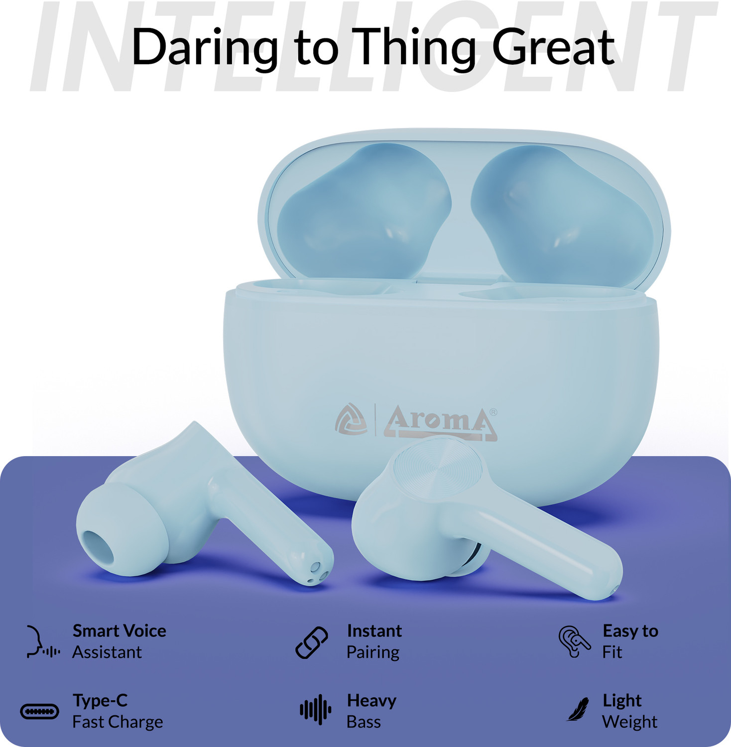 Image of Aroma Buds T200 Lite V5.4 Upto 60Hr Playtime ENC Dual Paring Fast Charging, Heavy Bass Bluetooth